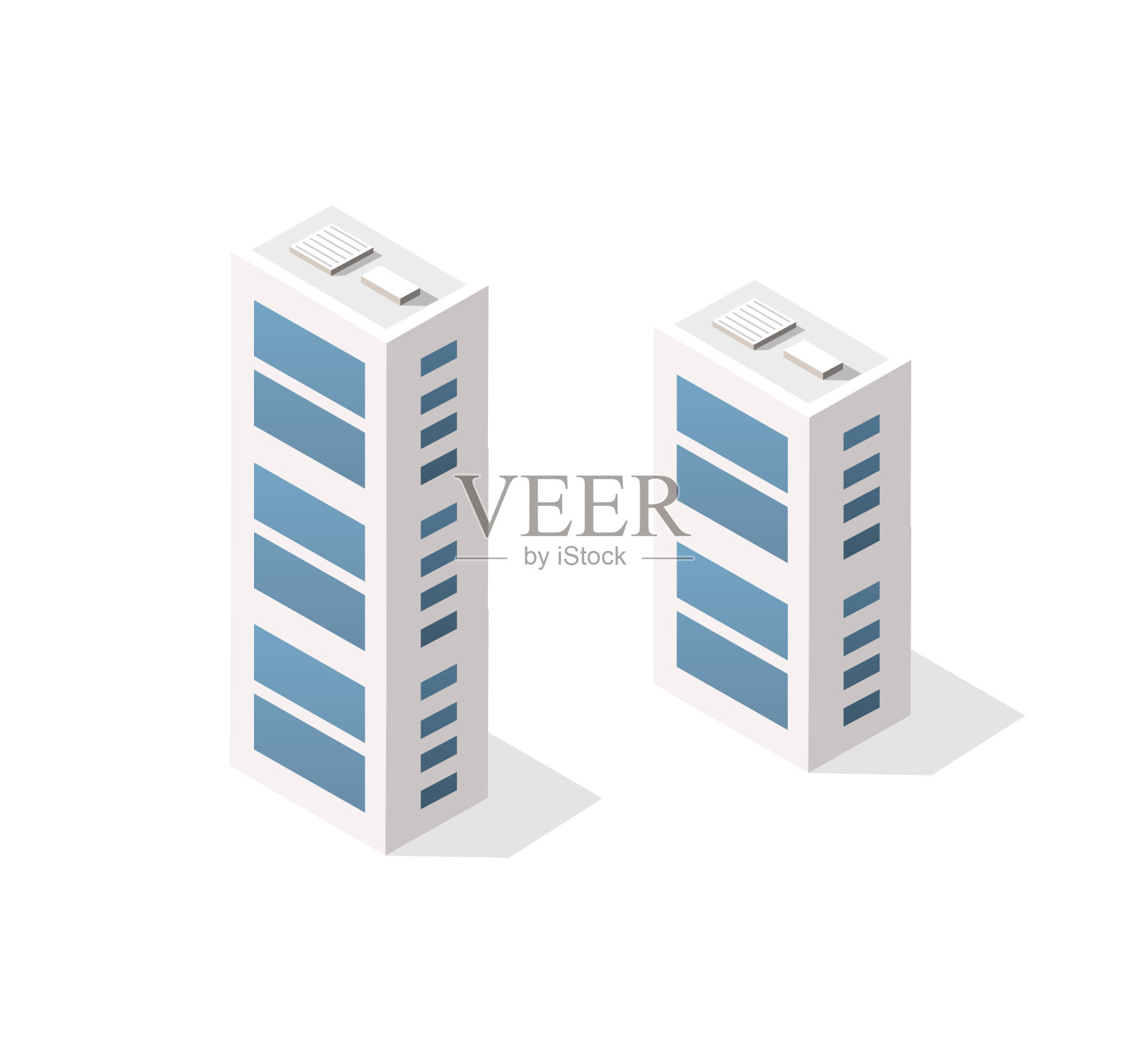 向量等距城市建筑插画图片素材