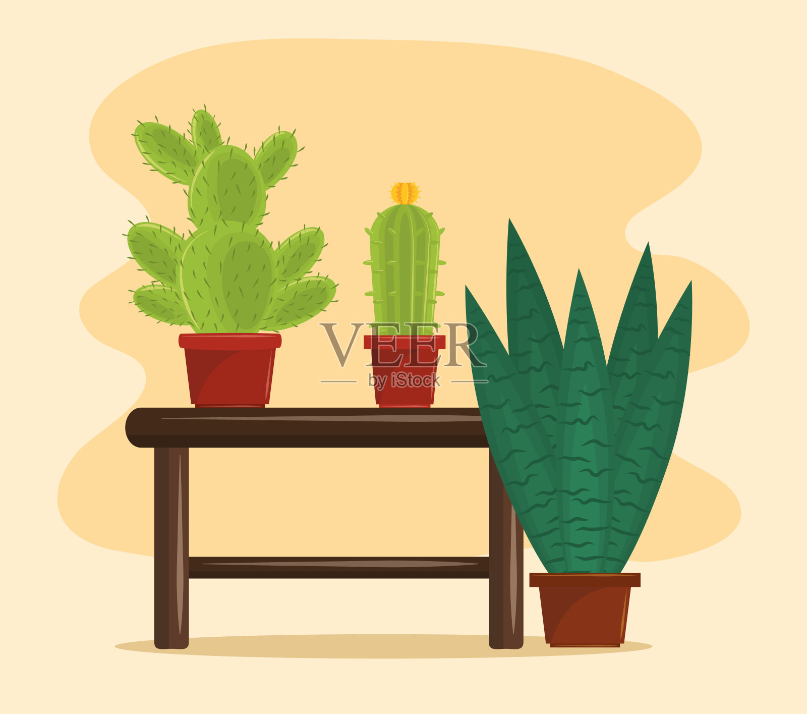 仙人掌多肉植物花盆设计元素图片