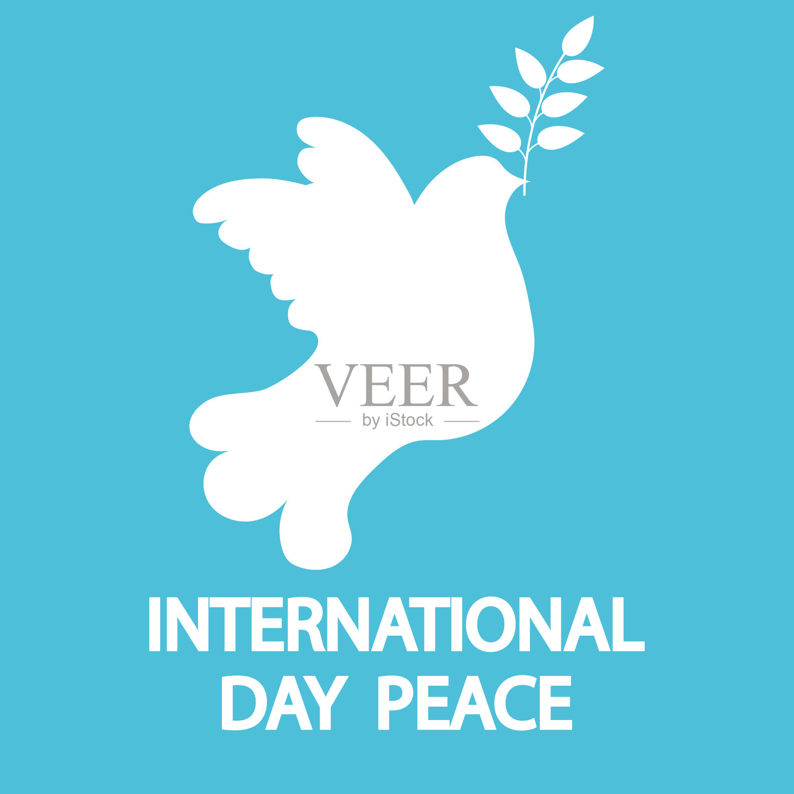 鸽子用树枝作为国际和平日的节日插画图片素材