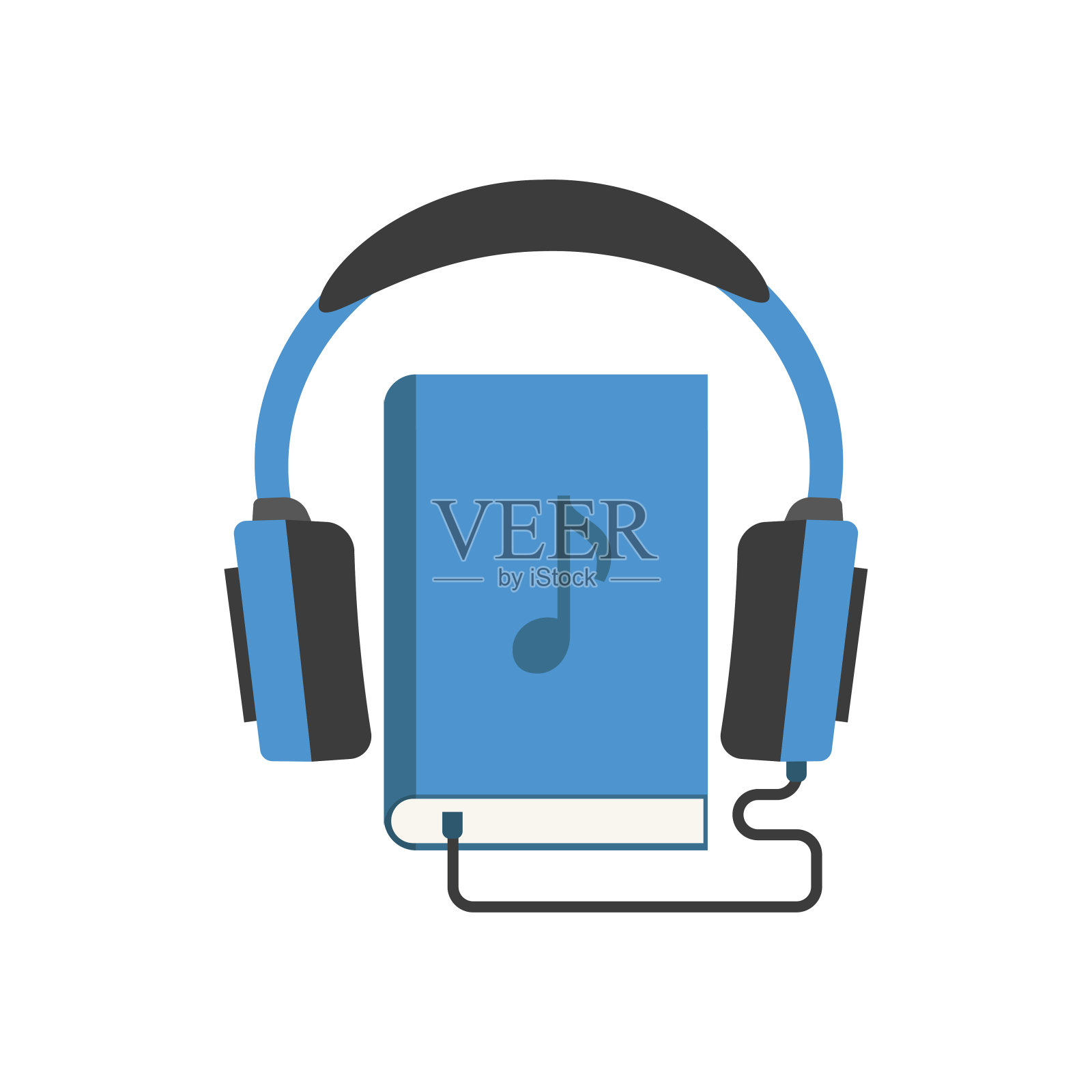 彩色有声读物图标在平面，矢量插图插画图片素材