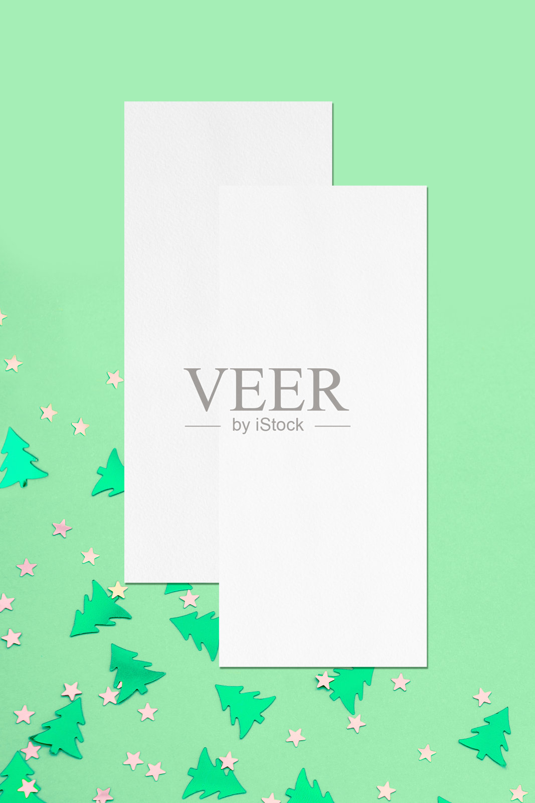 两个价目表或菜单模型上的圣诞薄荷背景照片摄影图片