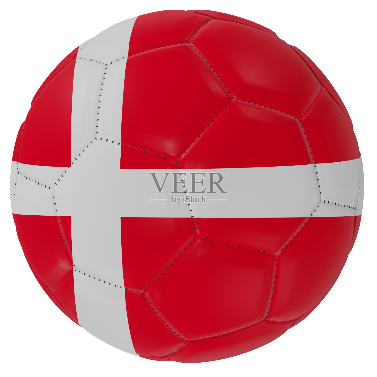 丹麦国旗在足球上照片摄影图片