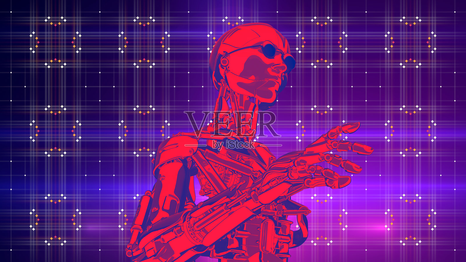 复古风格的机器人全球设计插画图片素材