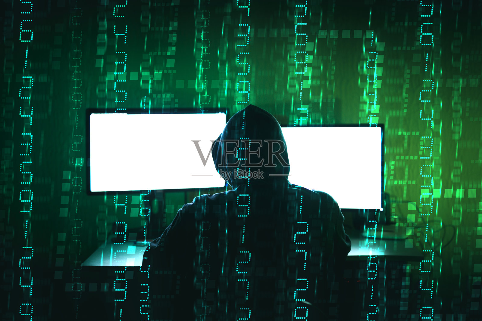 黑客在夜间工作照片摄影图片