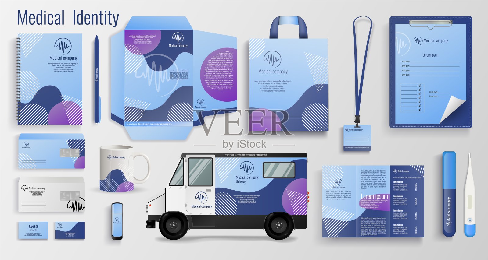 医疗或制药品牌识别元素。设计模板素材
