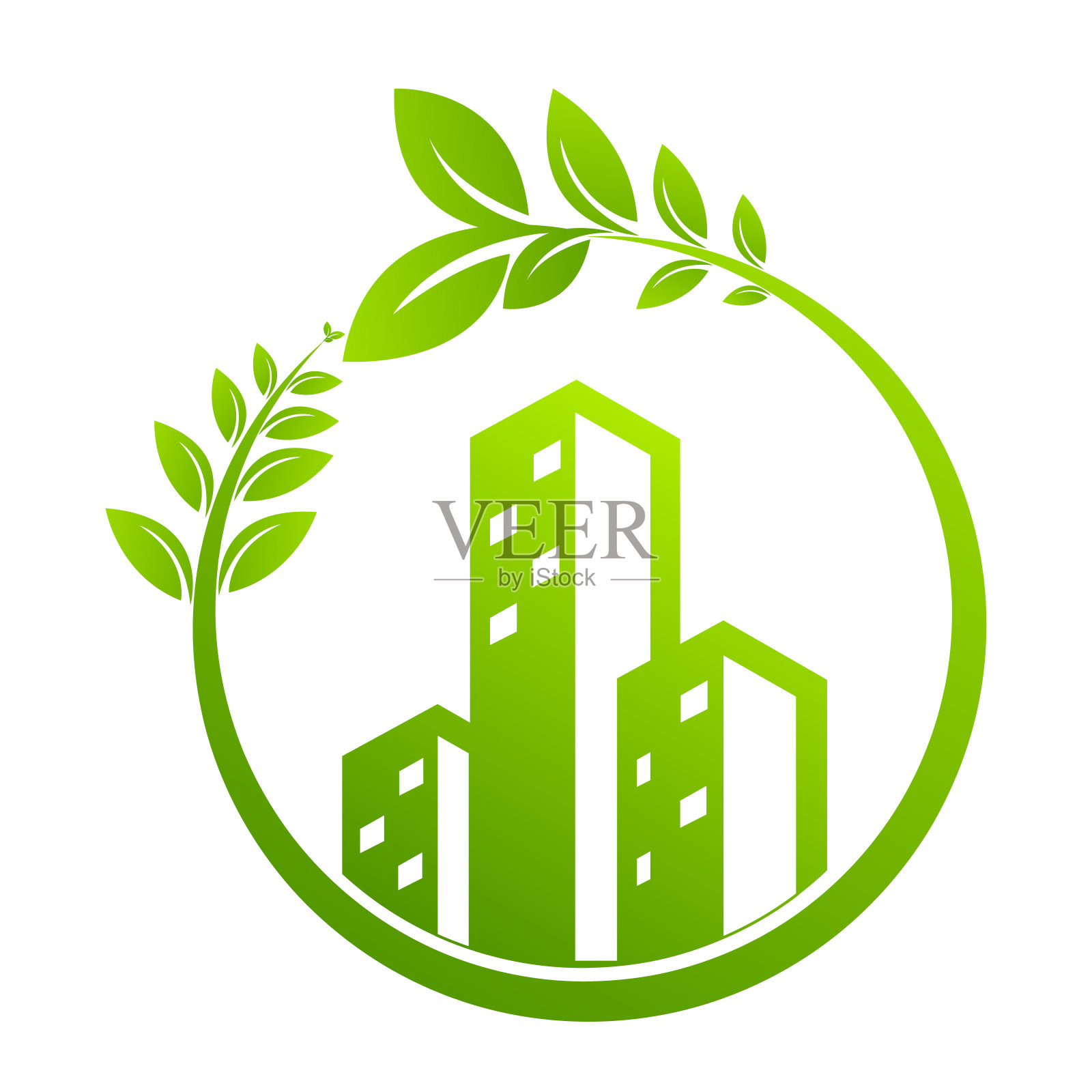 生态住宅房地产图标。矢量设计插画图片素材