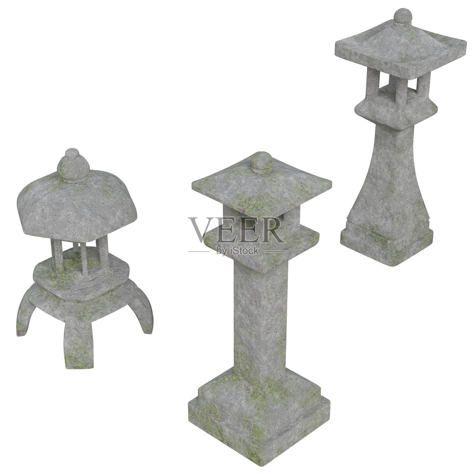 日本花园牛头灯照片摄影图片