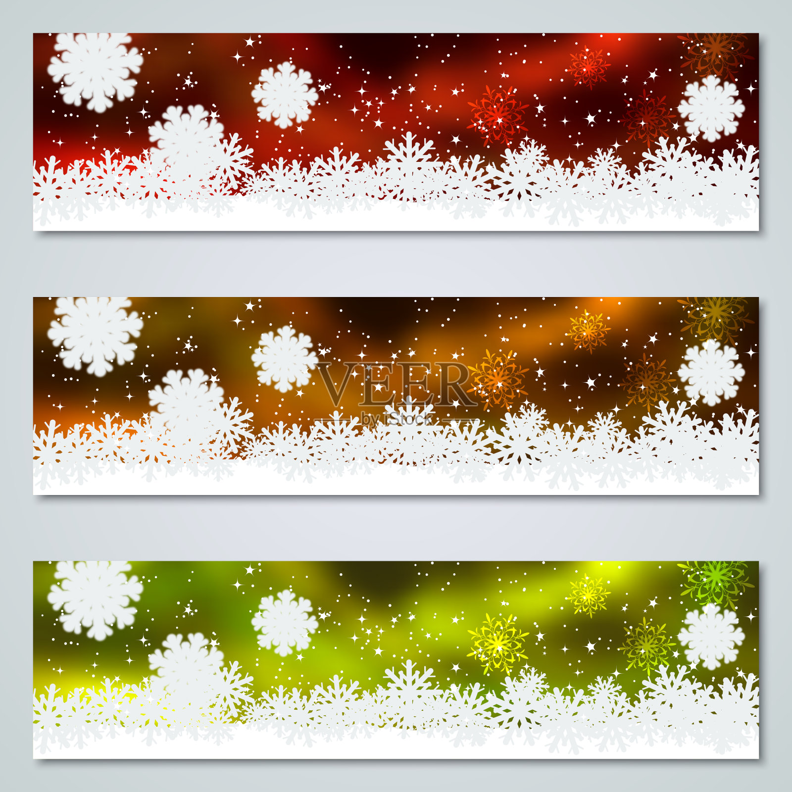 圣诞节和新年彩色矢量横幅插画图片素材