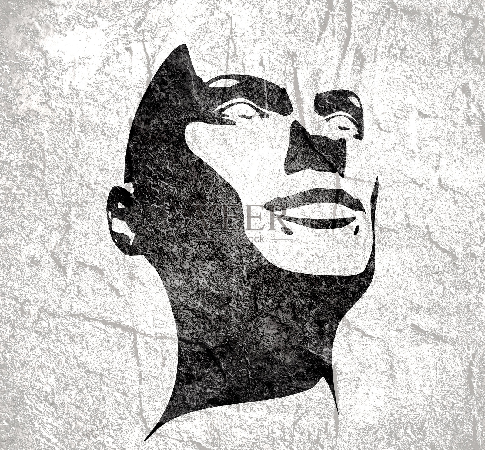 一个女性头部的剪影。插画图片素材