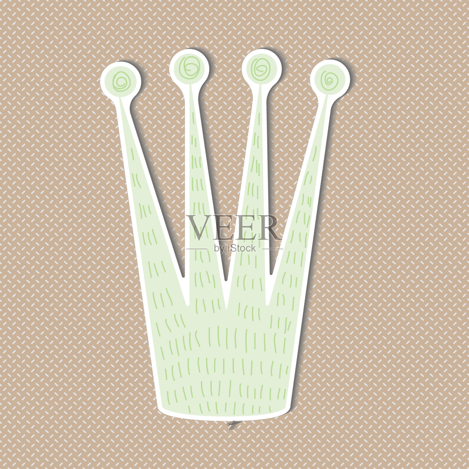 有趣的卡通皇冠与装饰元素的背景。背景是公主和皇后的黄色王冠。插画图片素材