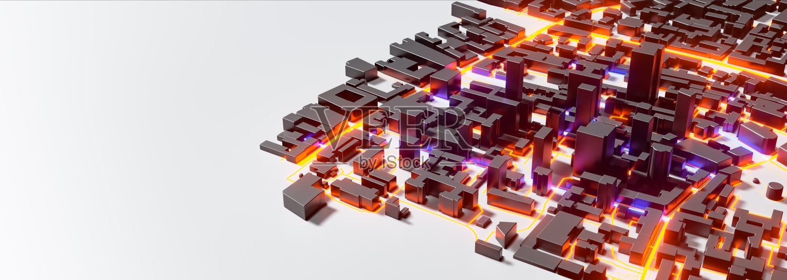 抽象的三维渲染技术的大型城市。照片摄影图片