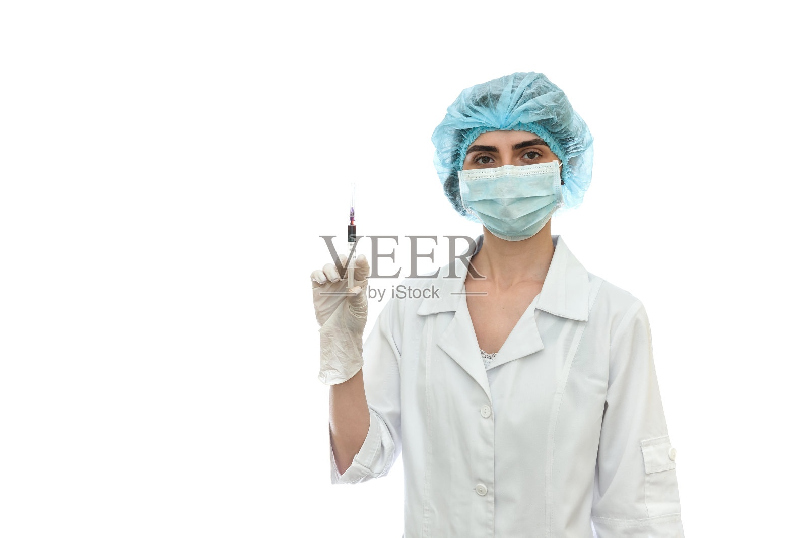 医生用注射器隔离白色背景照片摄影图片
