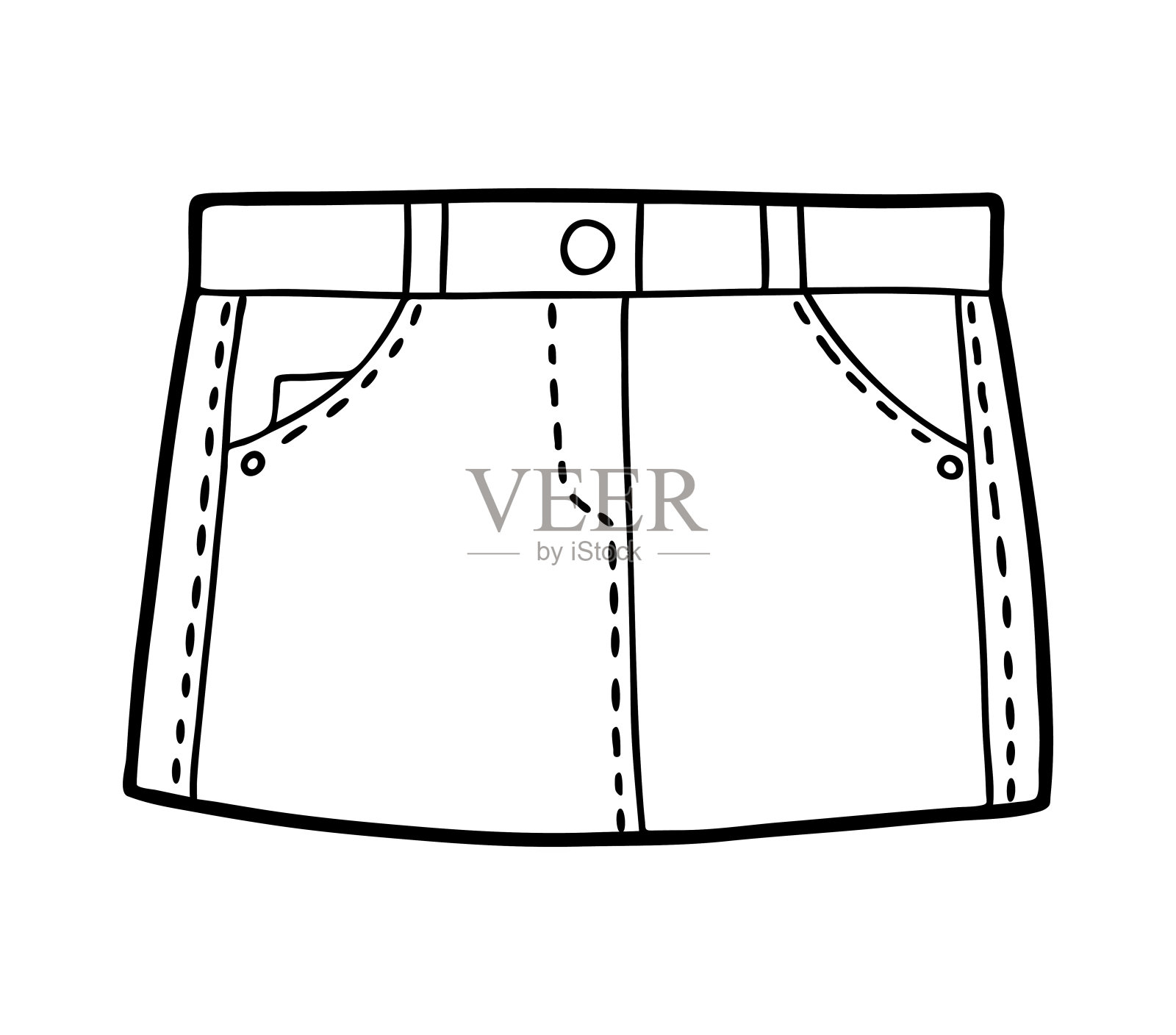 涂色书，牛仔裙插画图片素材