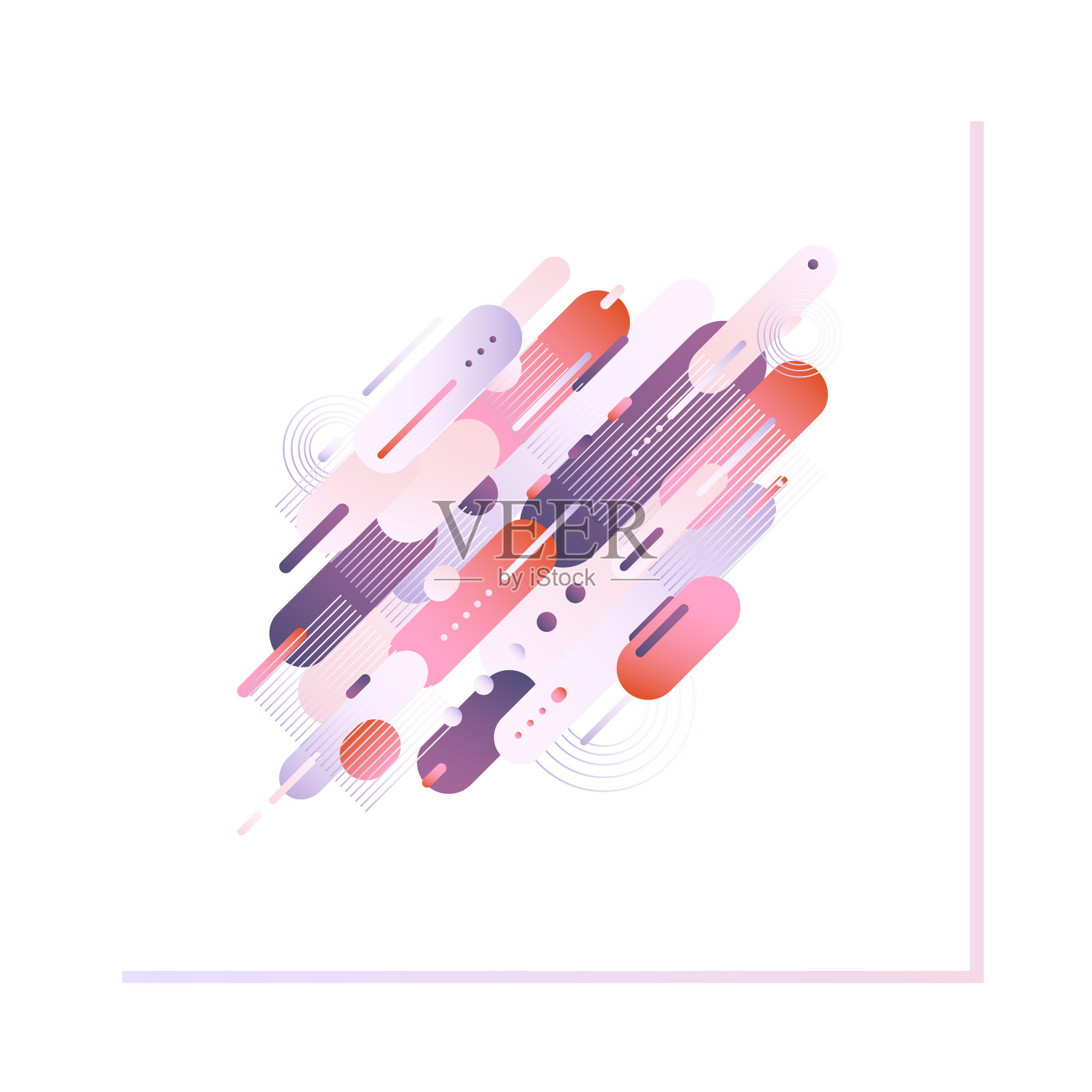 几何形状的梯度紫色和红色孤立在白色背景的广告或促销横幅。插画图片素材