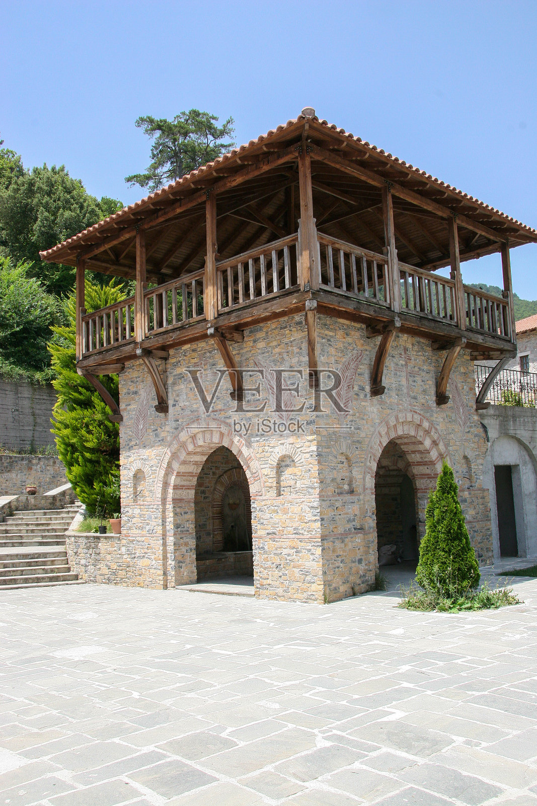 奥林匹亚的圣迪奥尼修斯修道院的来源照片摄影图片