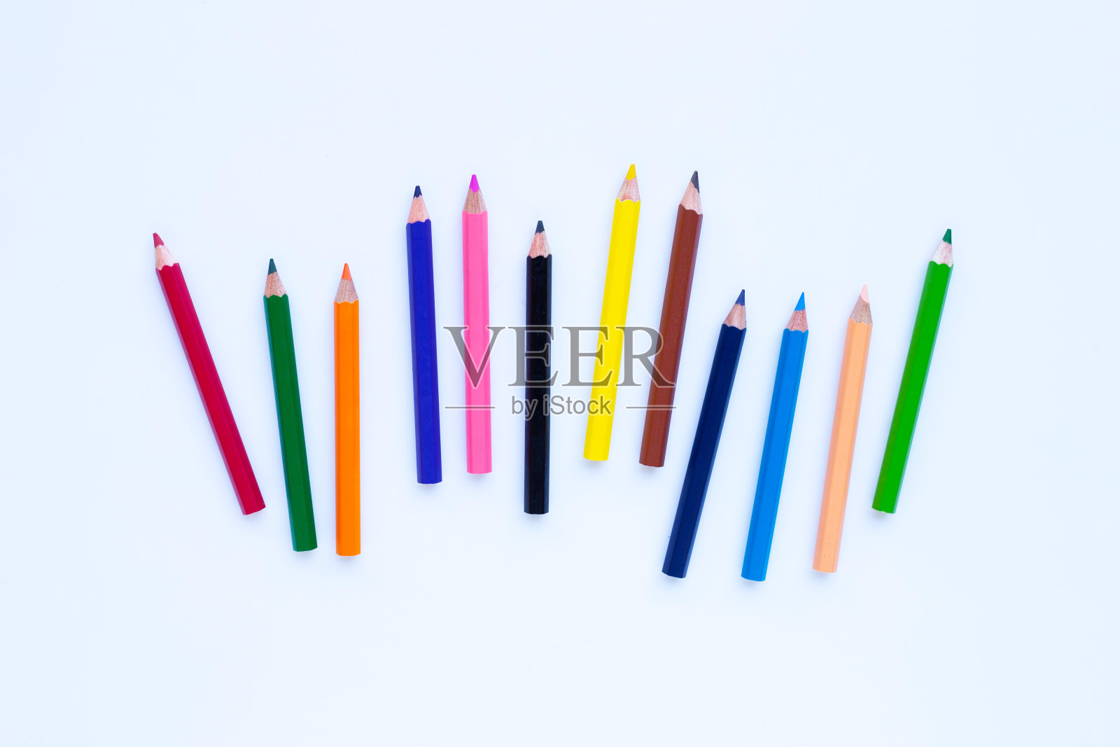 彩色铅笔孤立在白色。照片摄影图片
