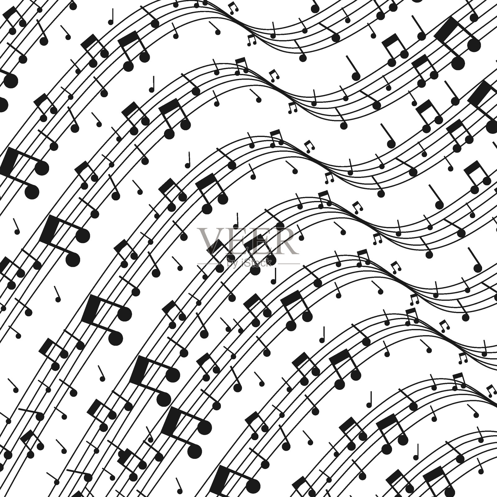 音乐音符音符白色背景-向量插图画家插画图片素材