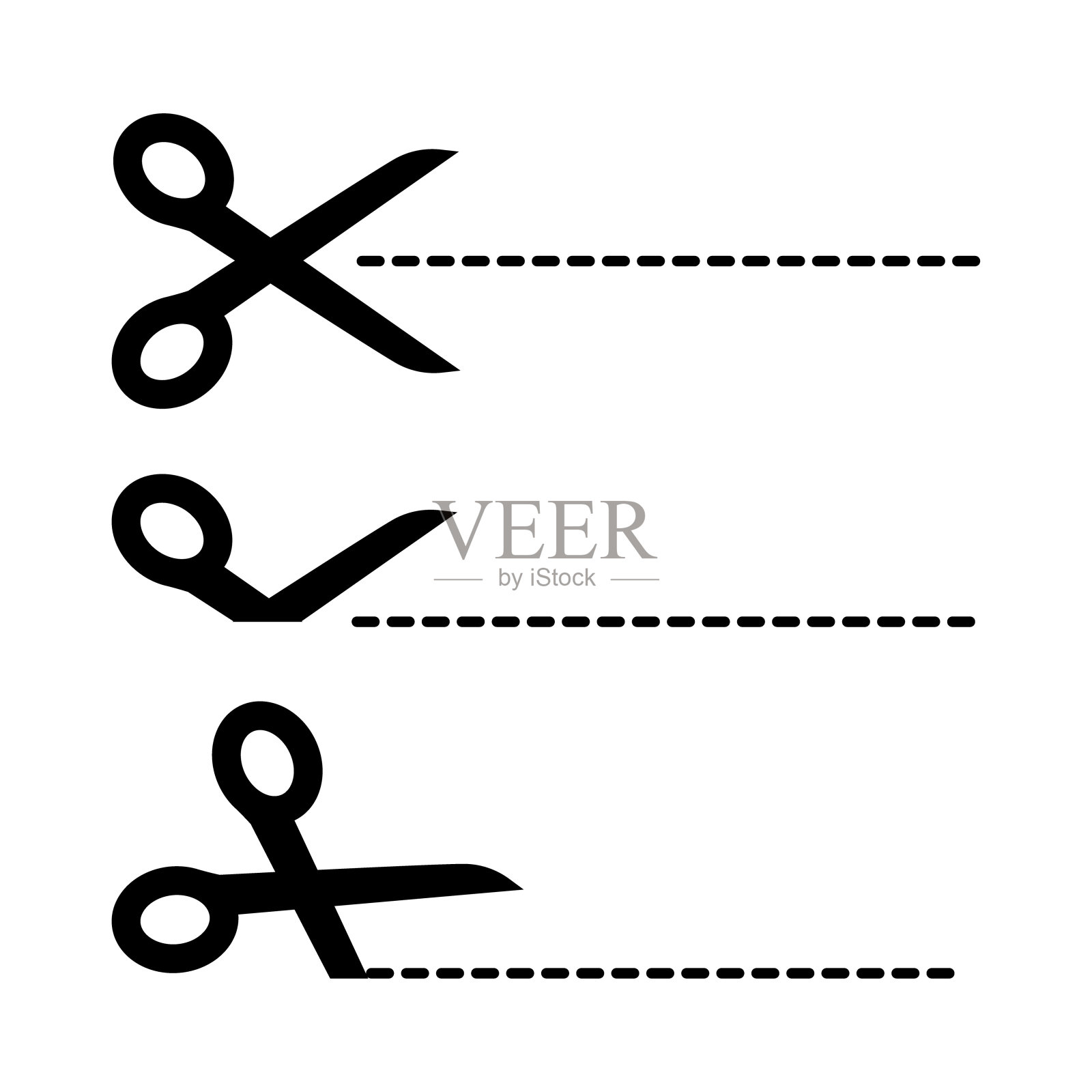 扁平剪刀图标集孤立的白色背景。现代设计对象设计元素图片