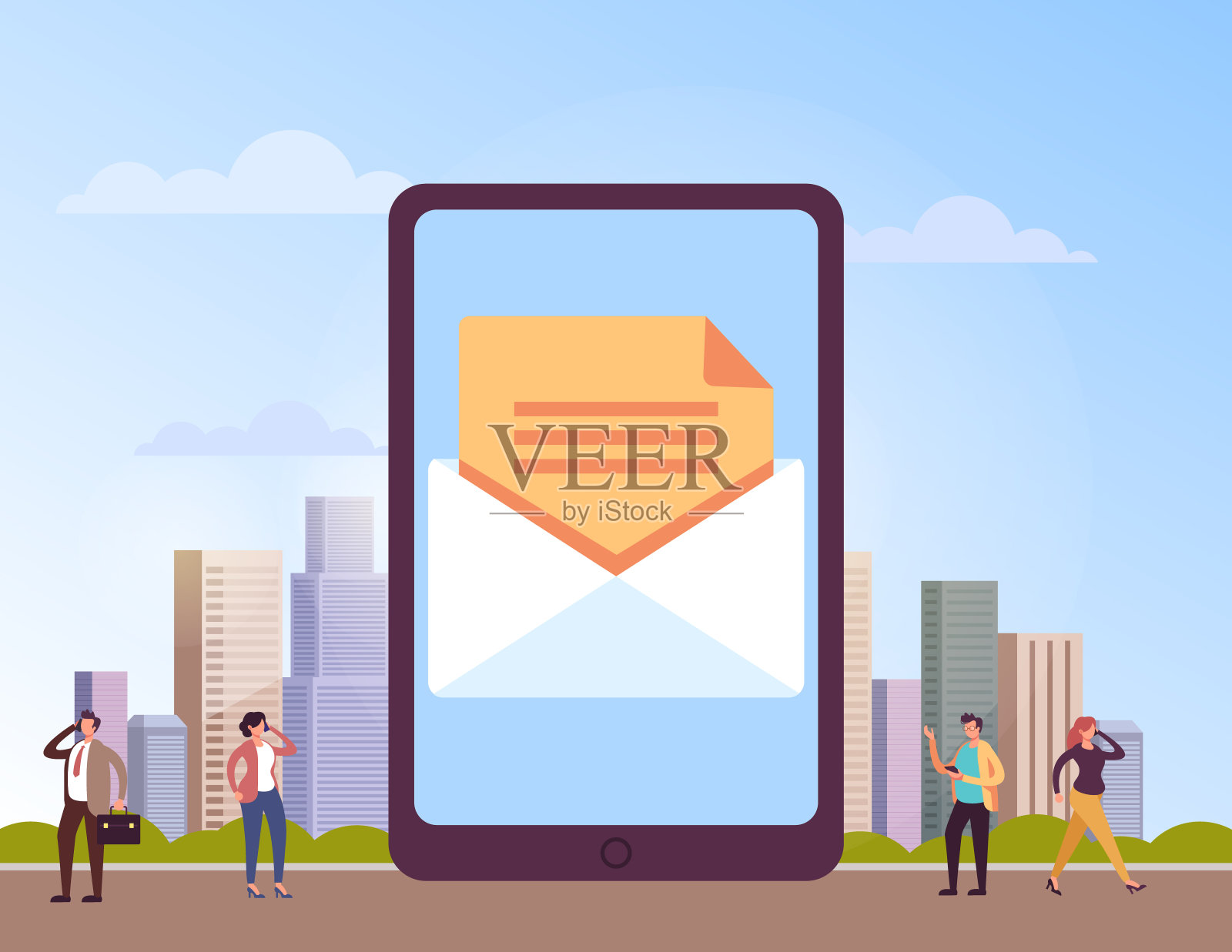 网上通信邮件信封的概念。矢量平面设计平面卡通插图插画图片素材