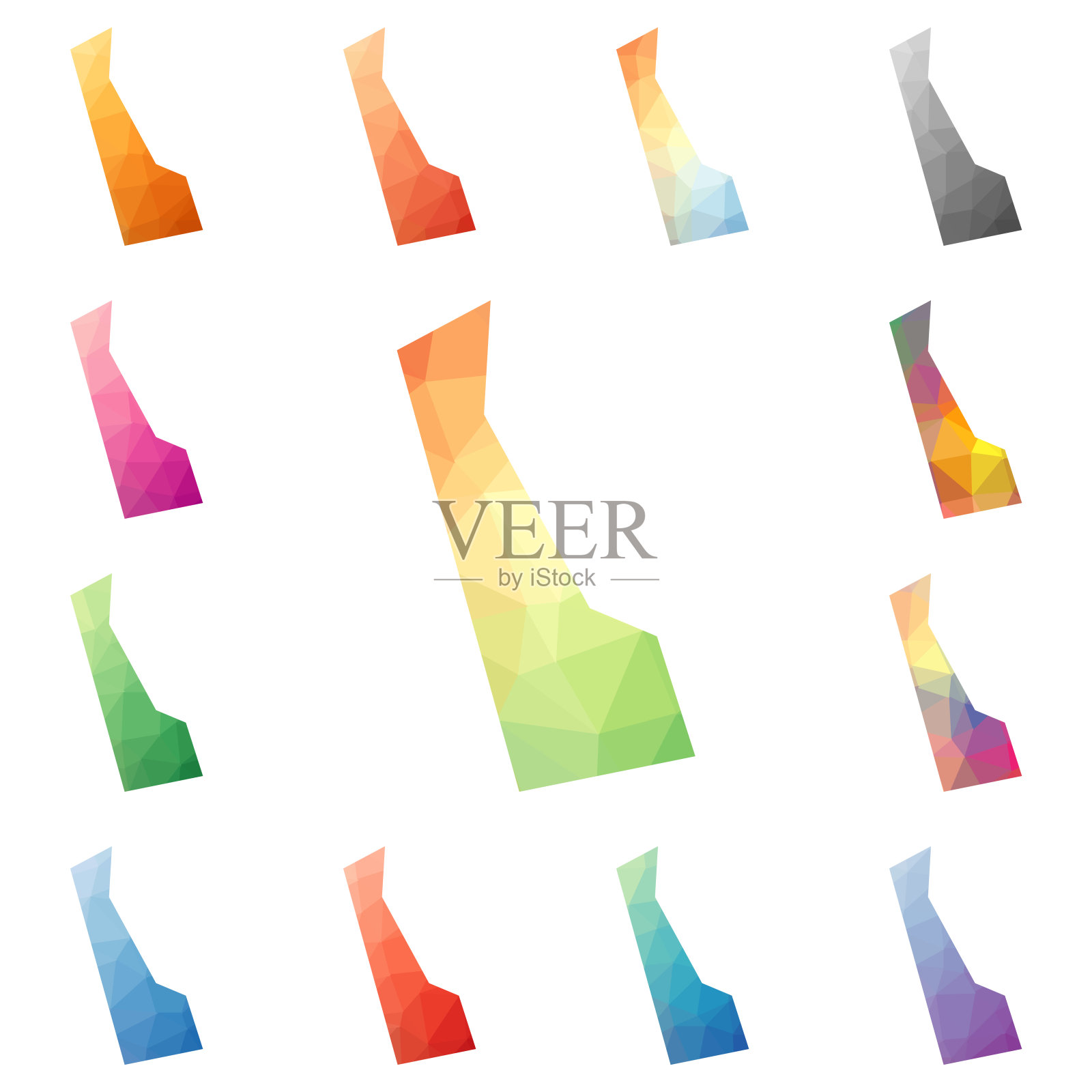 特拉华州几何多边形，马赛克风格的美国州地图收集。插画图片素材