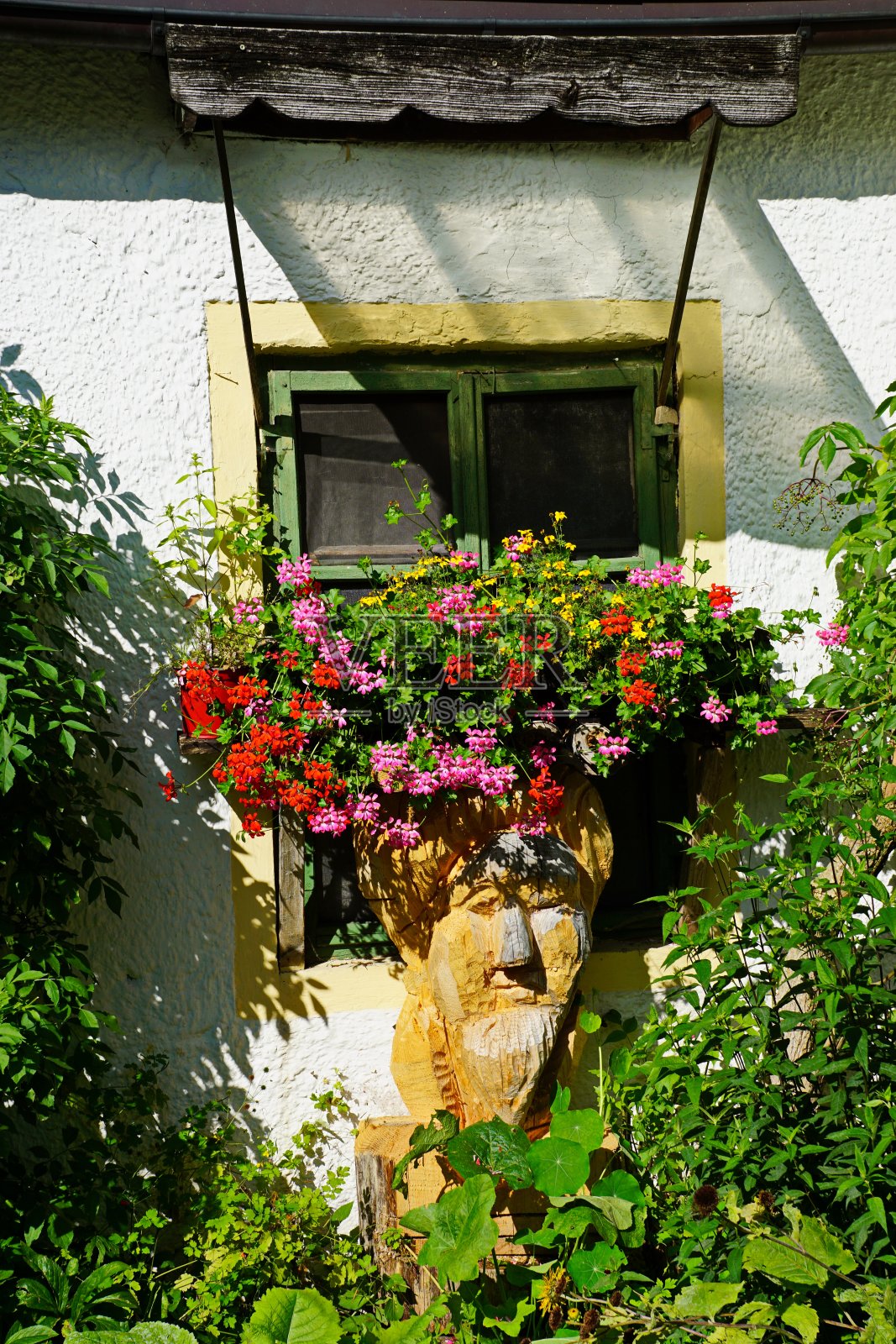 奥伯拉默高的后院花园。巴伐利亚,德国。照片摄影图片