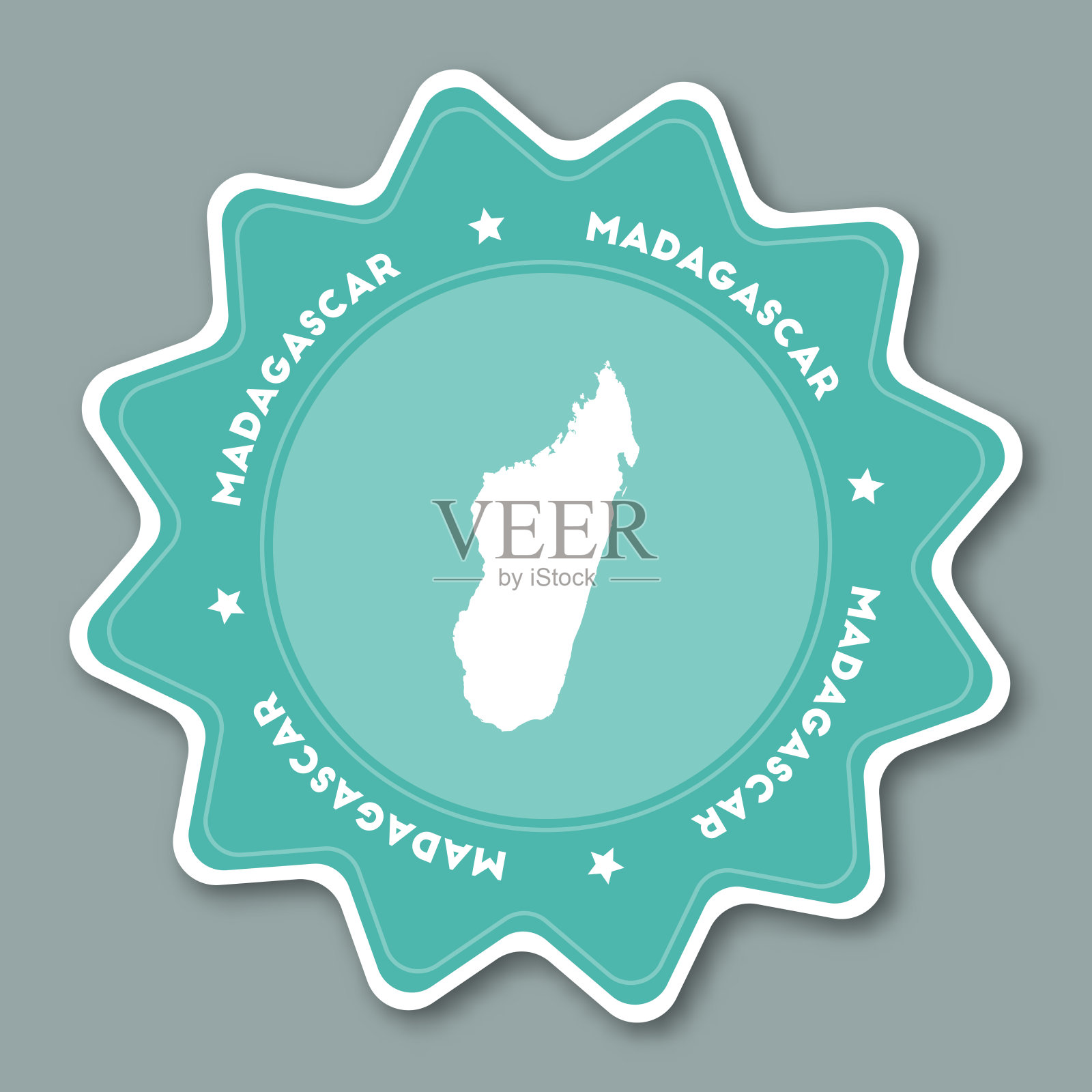 马达加斯加地图贴纸时髦的颜色。插画图片素材