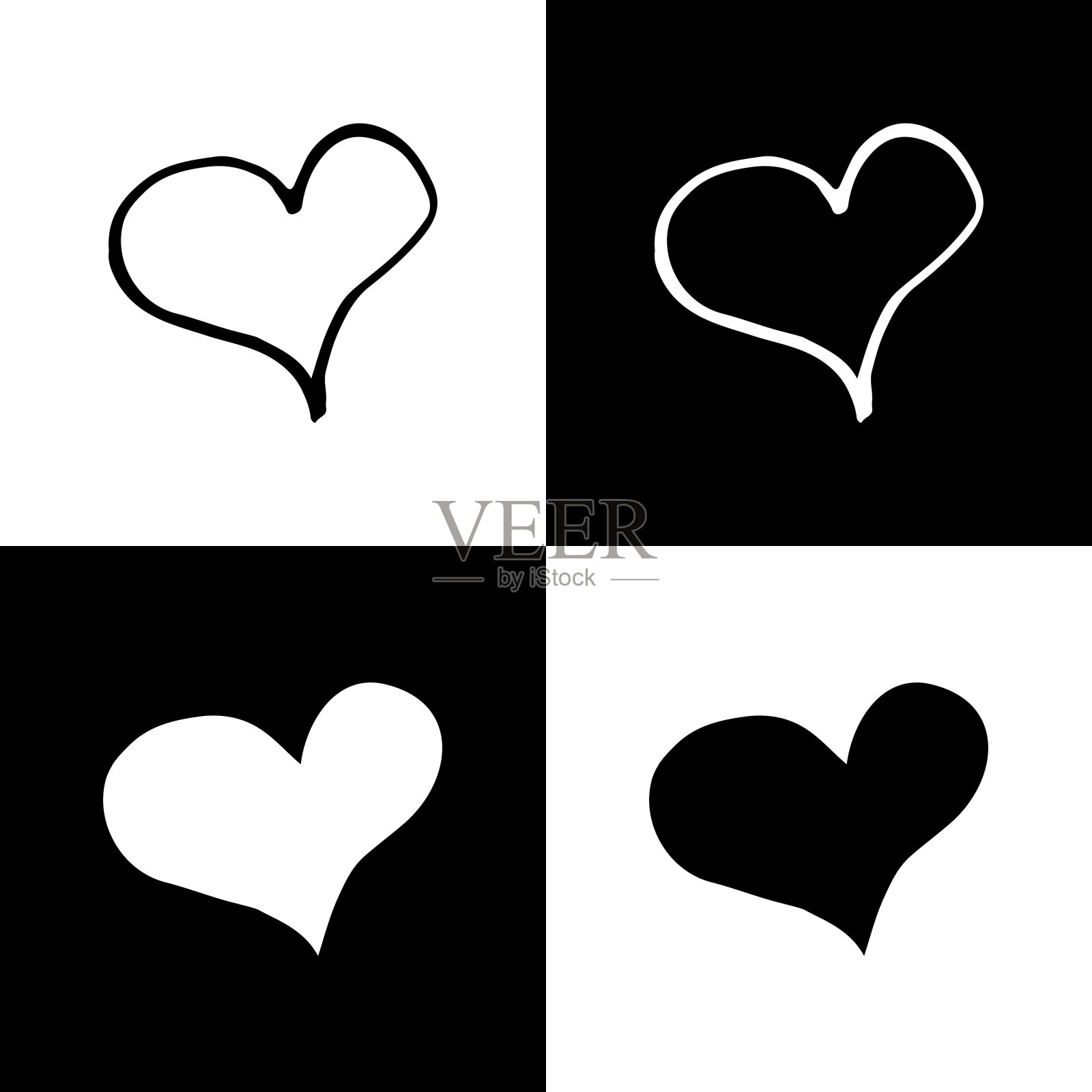 平面矢量心图标设置插画图片素材