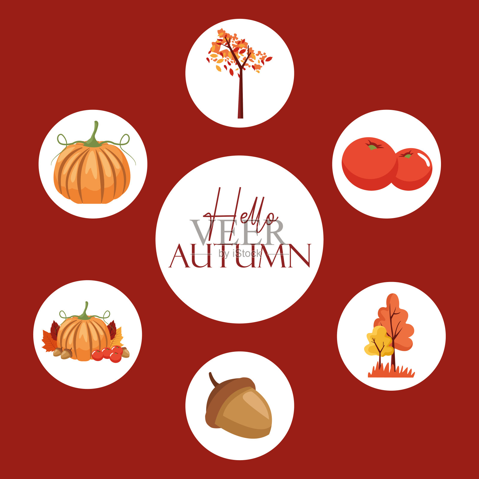 捆绑秋季图标插画图片素材