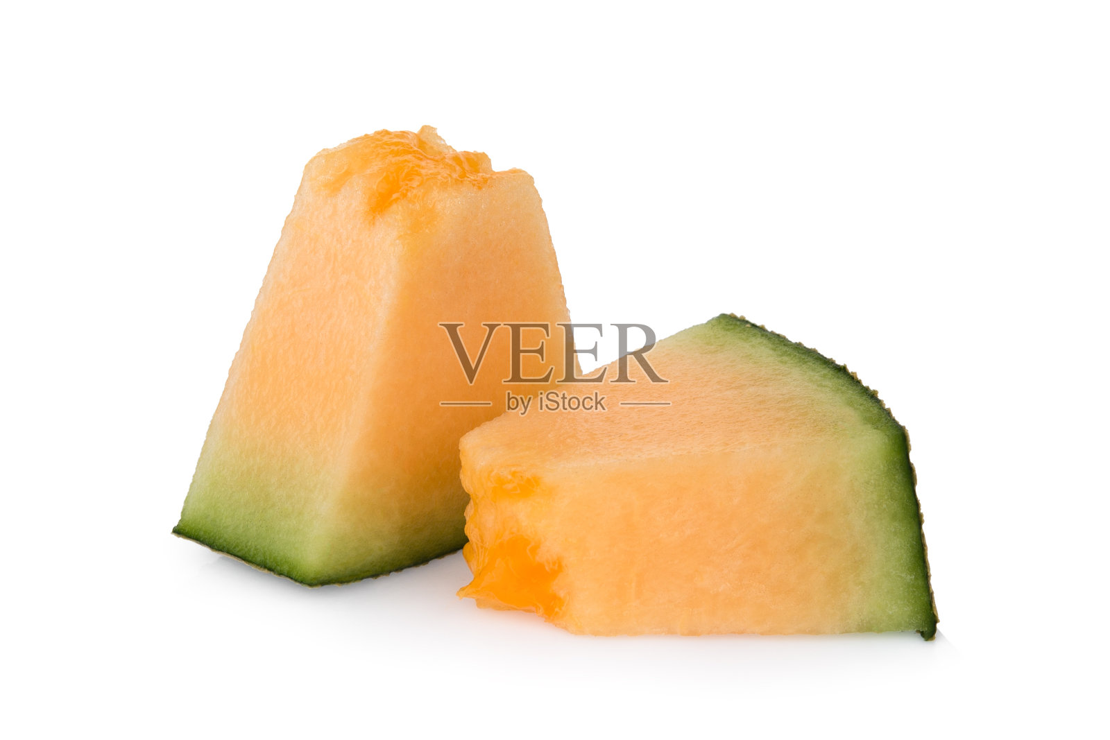 切片哈密瓜孤立在白色背景照片摄影图片