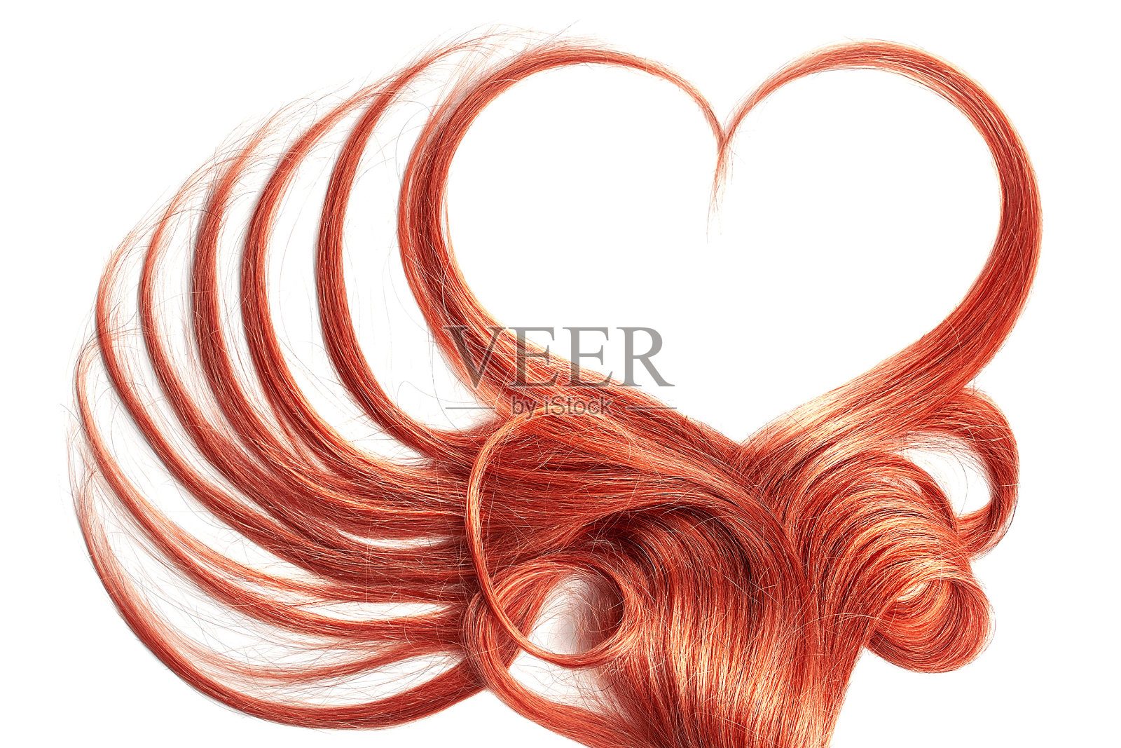 心形的红头发孤立在白色的背景上照片摄影图片