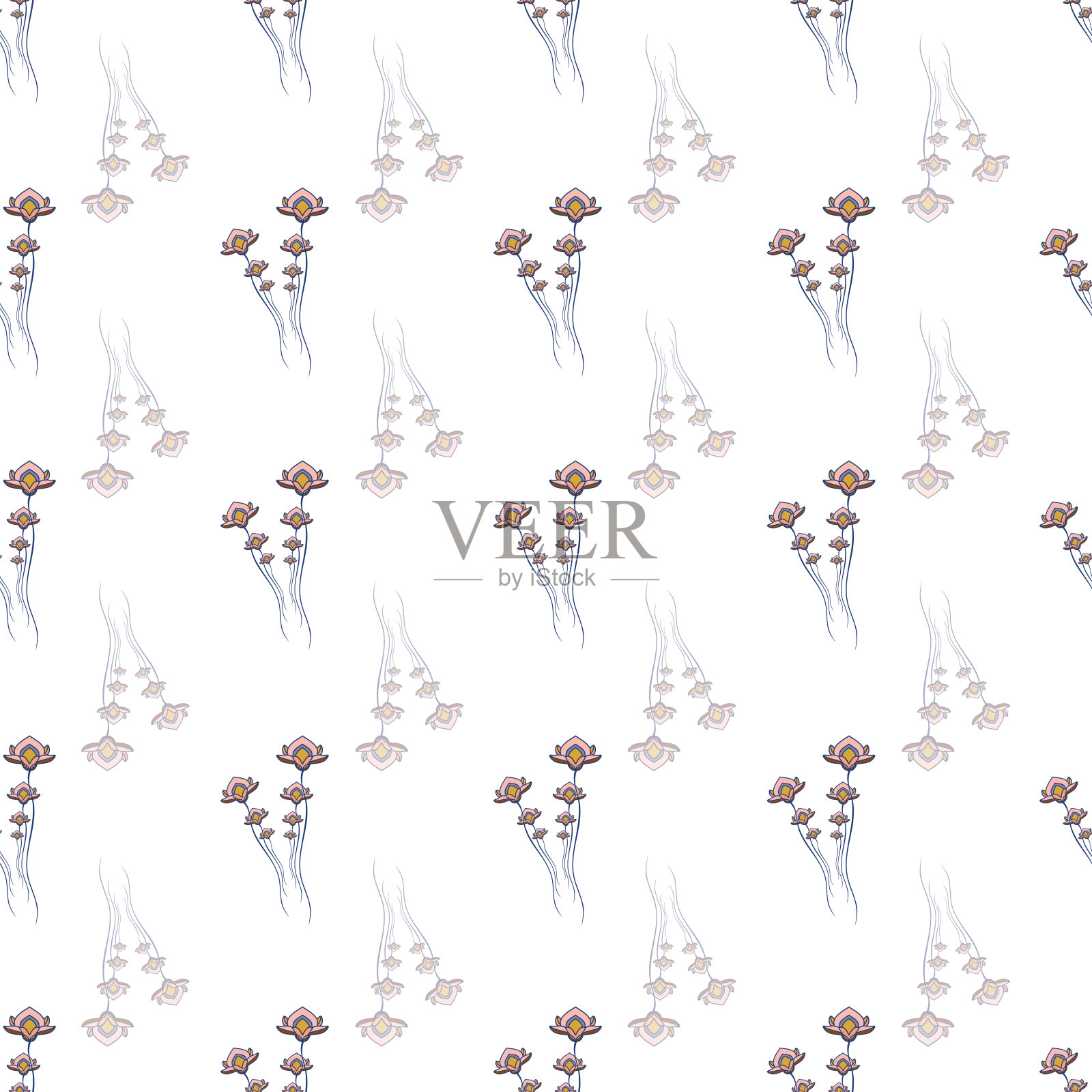 带有花卉元素的华丽图案插画图片素材