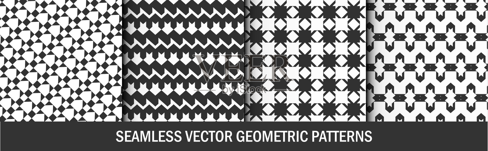 一组无缝矢量重复模式。几何背景的收集织物，纺织，包装，封面，网等。10 eps设计。插画图片素材