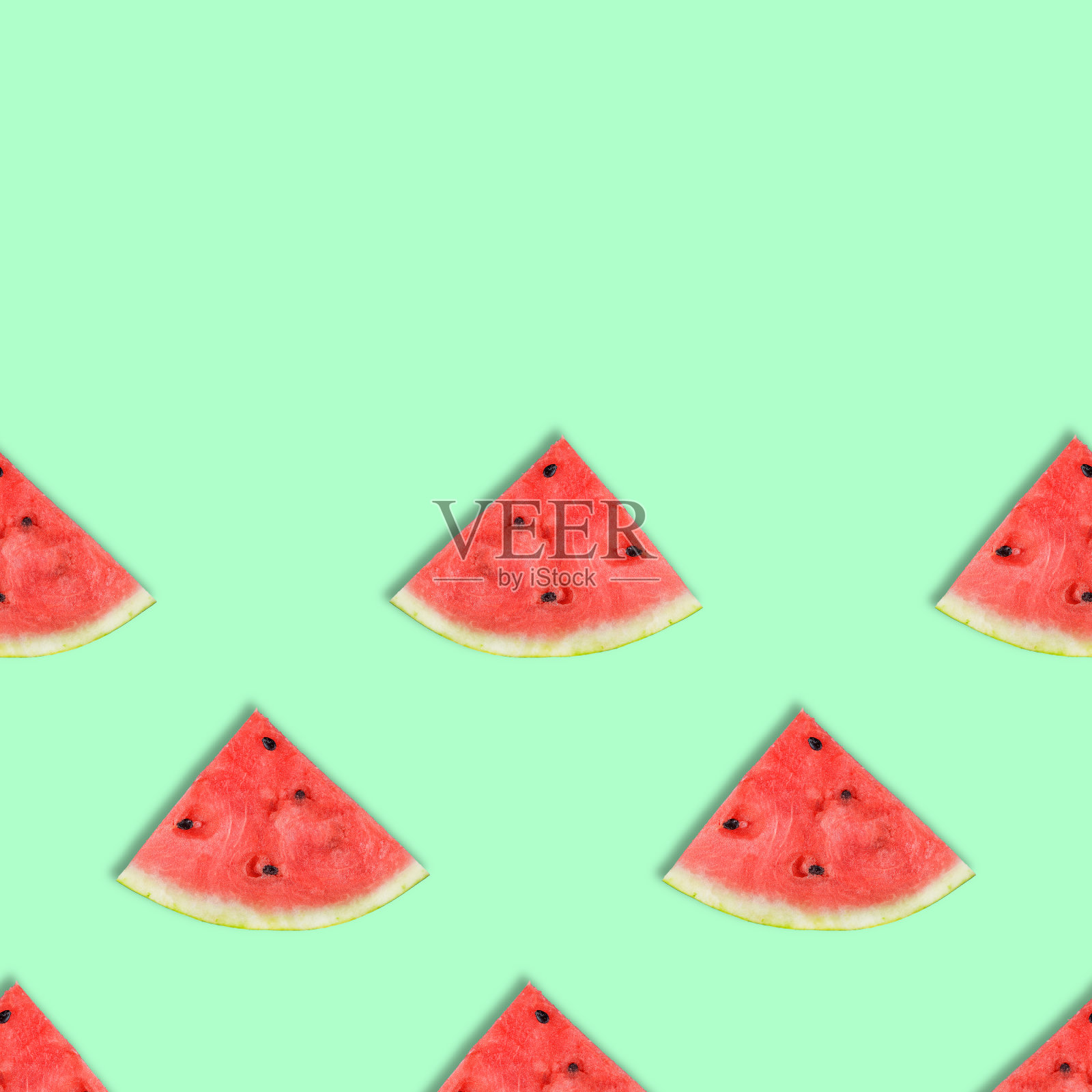 西瓜片的平面布局。西瓜无缝模式。照片摄影图片