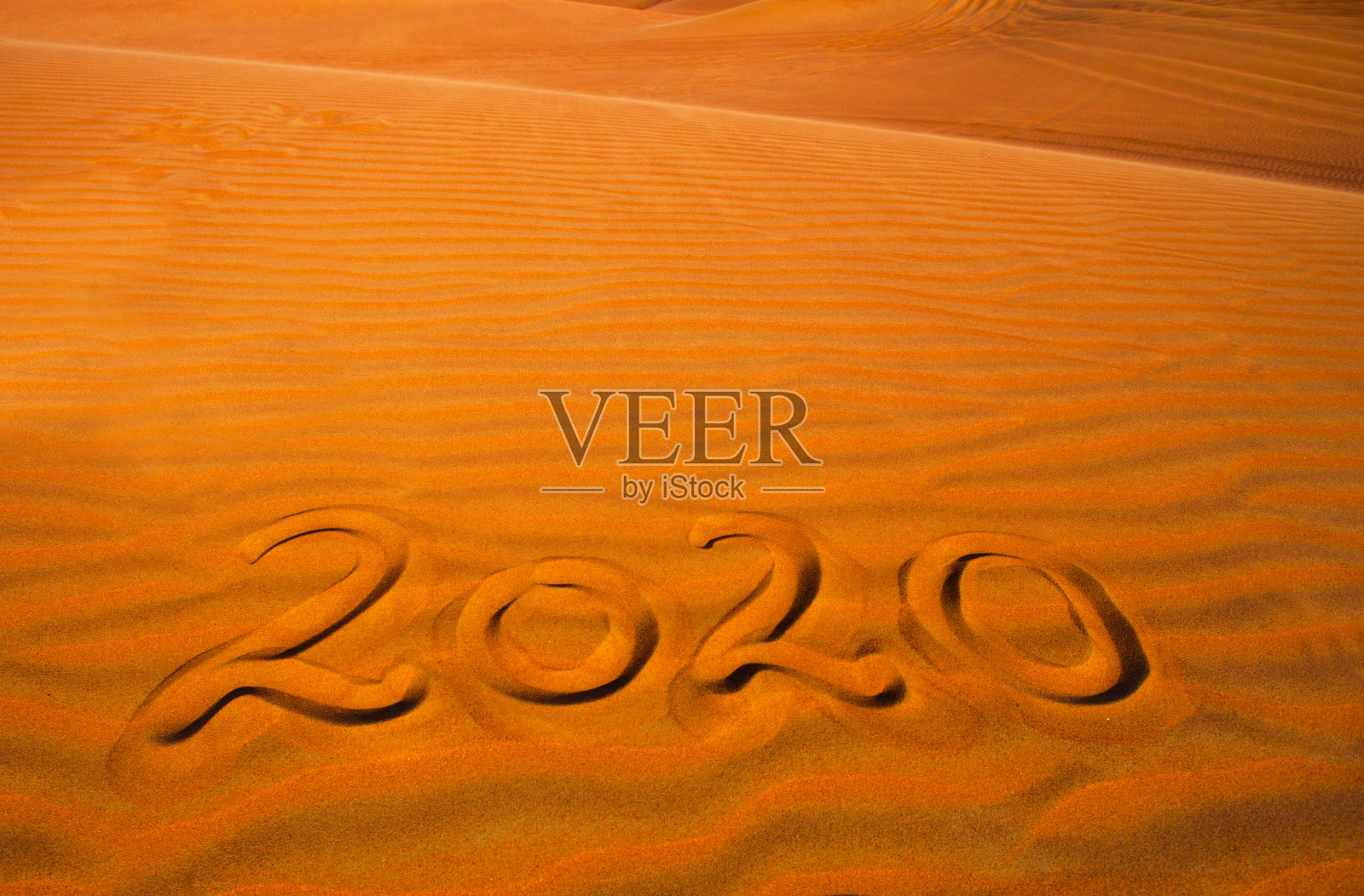 沙漠中的2020年文字照片摄影图片