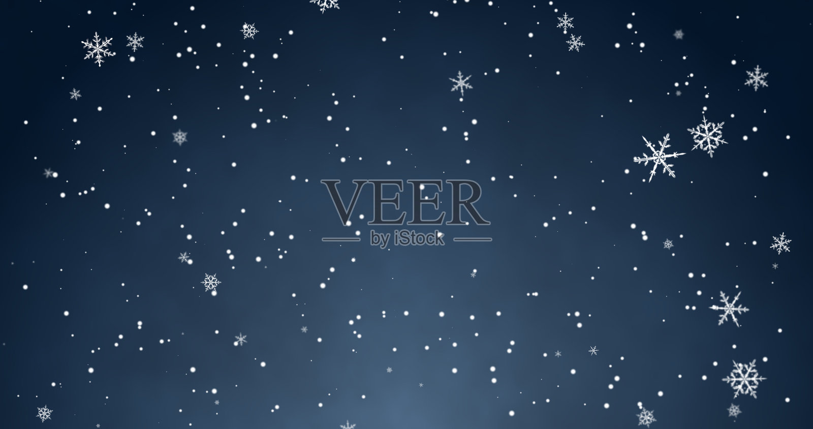 雪花和散景灯在蓝色的圣诞快乐的背景。三维渲染照片摄影图片