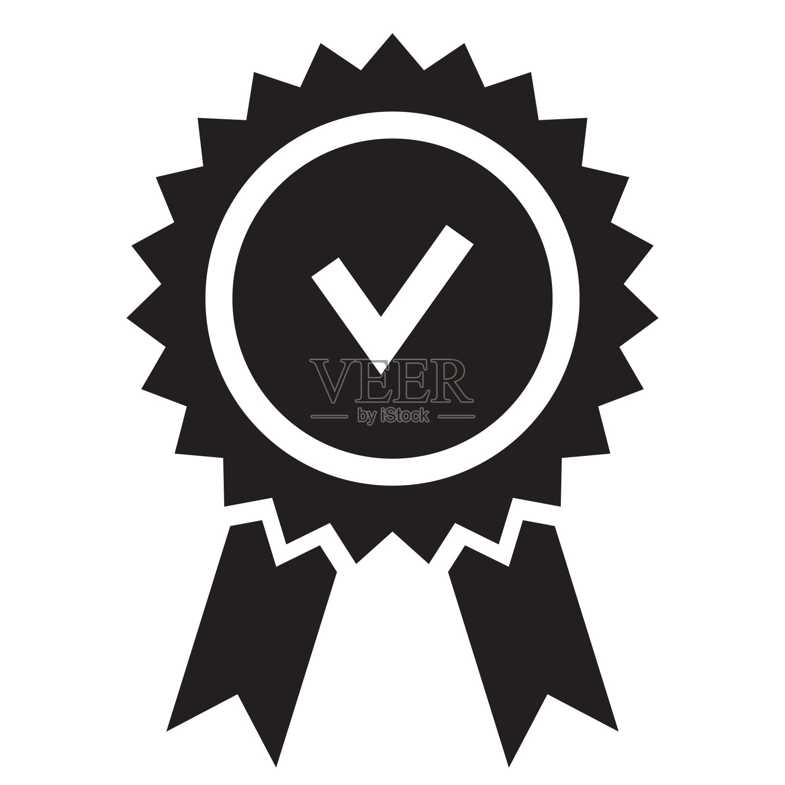 黑色的质量分数。平面设计中的认可或认证图标。设计元素图片