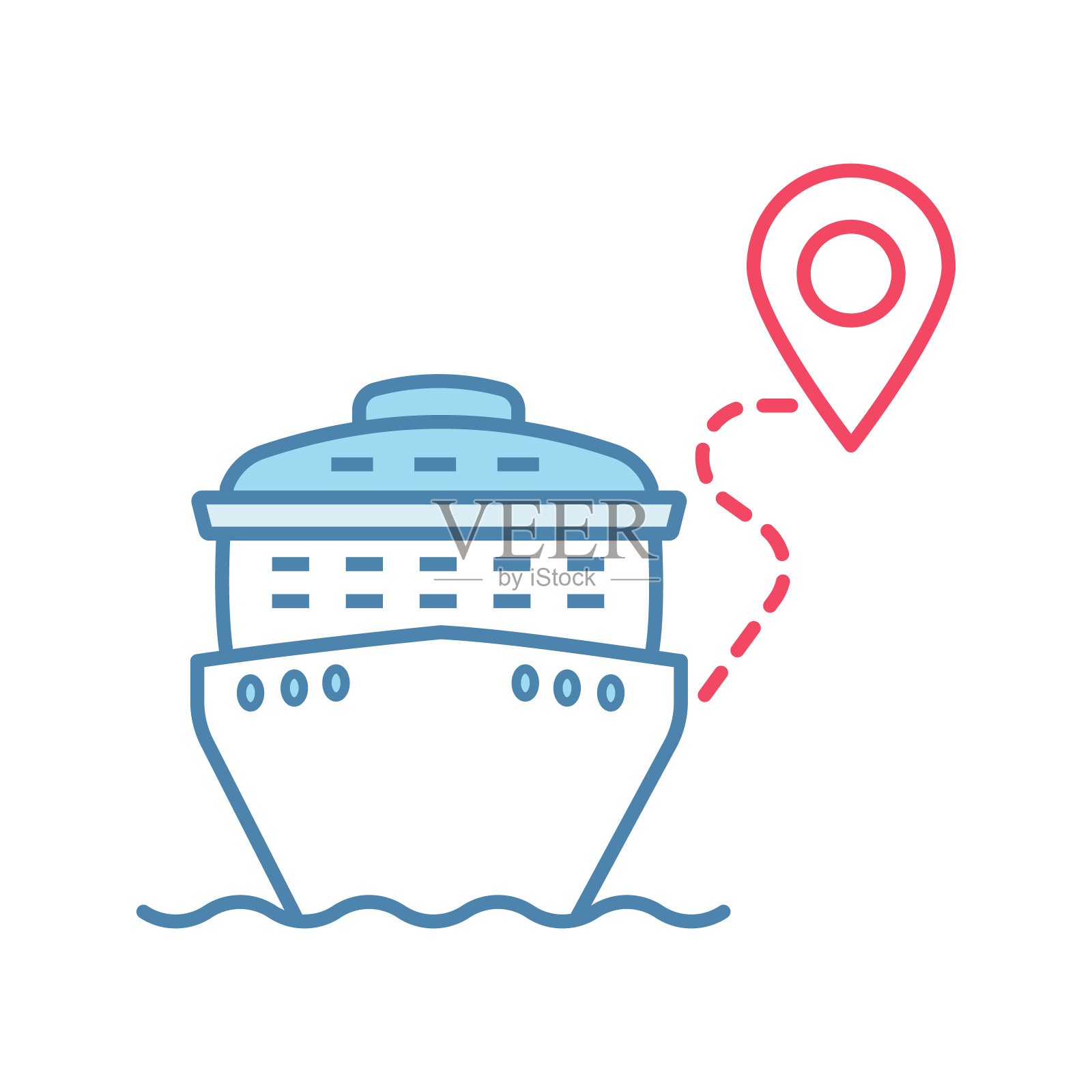 邮轮航线颜色图标设计元素图片