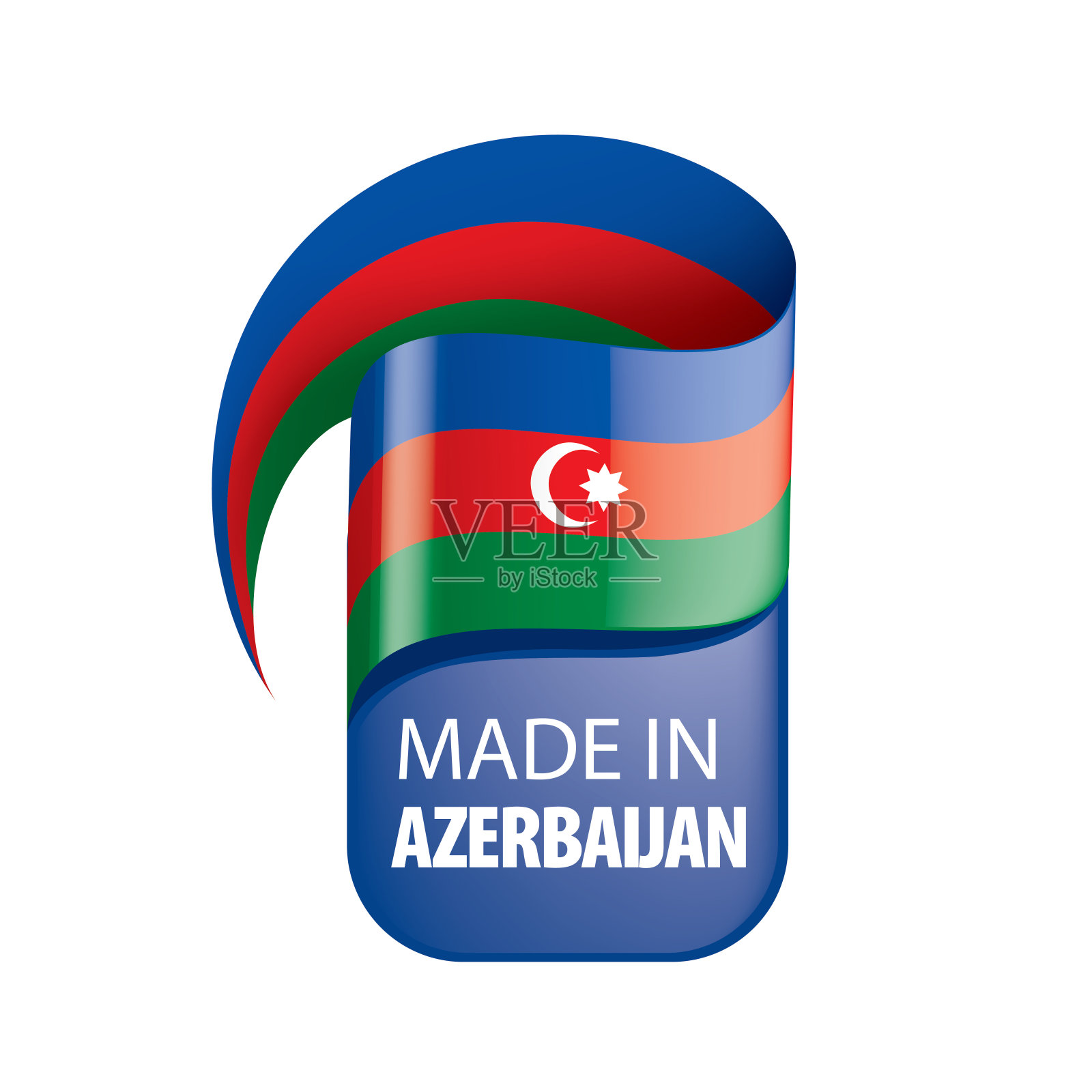 阿塞拜疆国旗，矢量插图在白色的背景插画图片素材