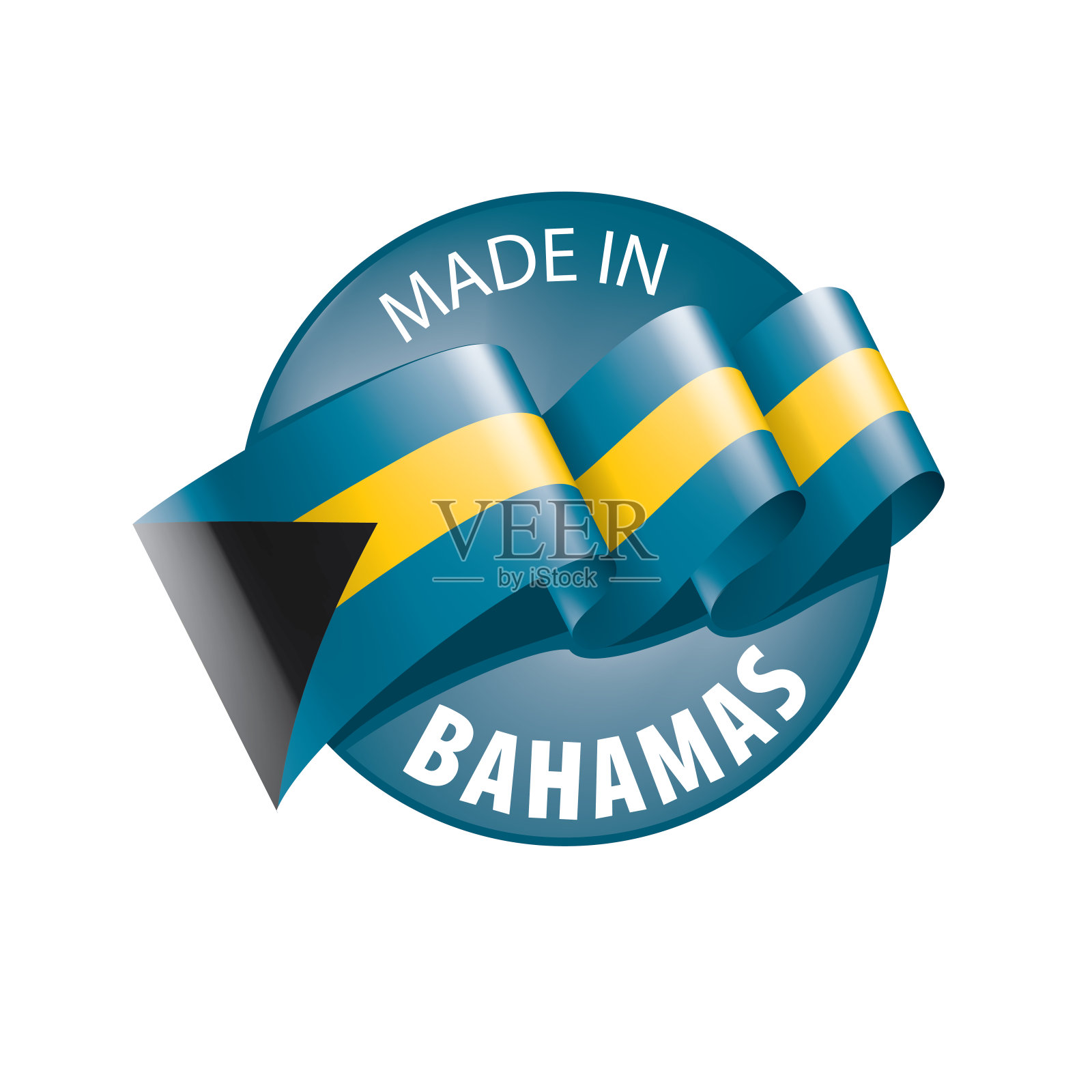 巴哈马国旗，白色背景矢量插图插画图片素材