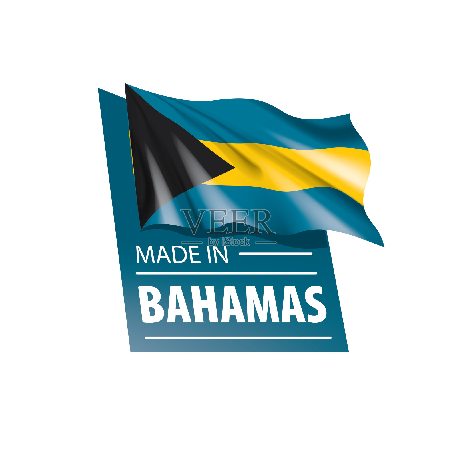 巴哈马国旗，白色背景矢量插图插画图片素材