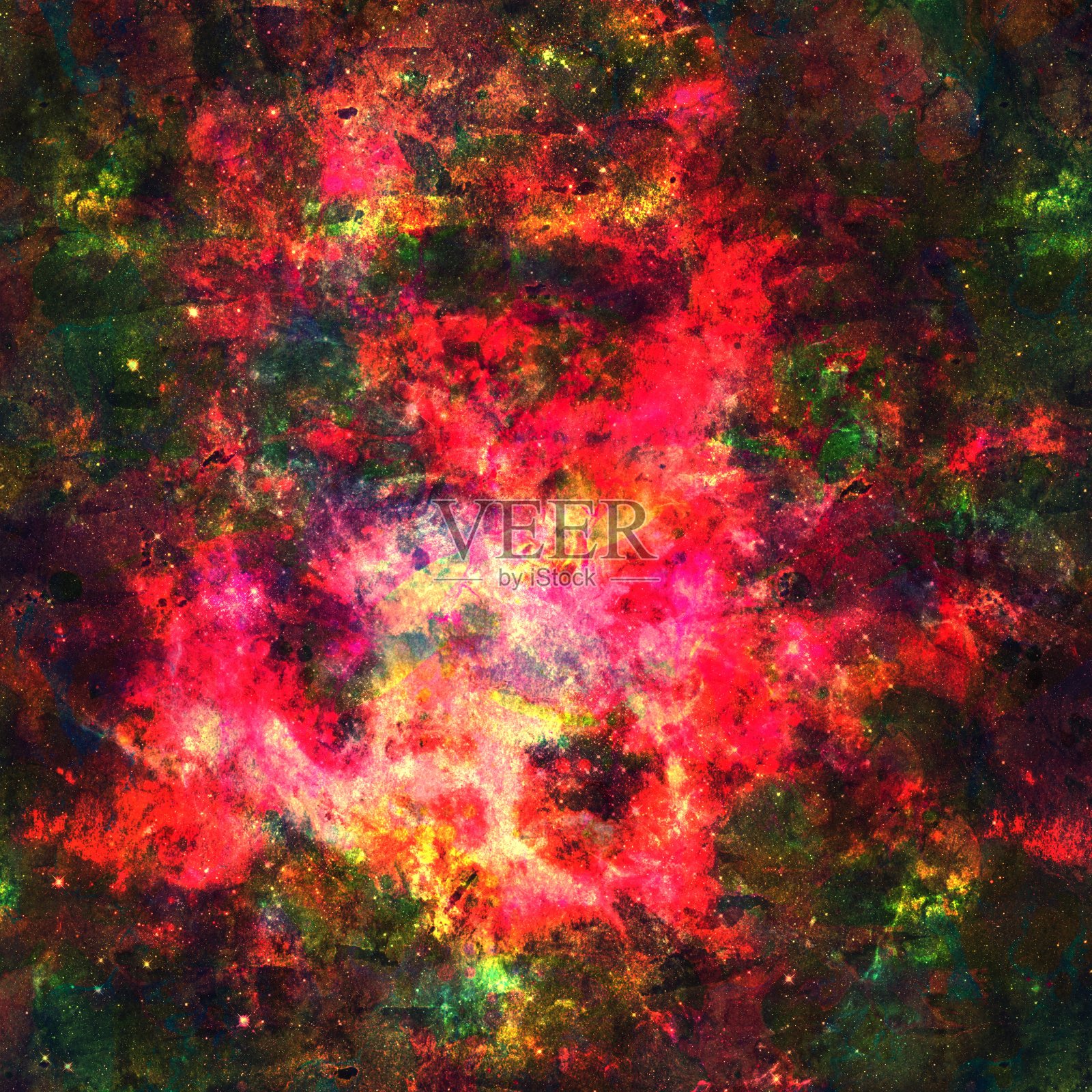 彩色水彩抽象背景。多色垃圾摇滚迷幻粉绿色纹理与斑点。多色数码绘画风格。模糊乱刷扎染图案。手绘画面料照片摄影图片