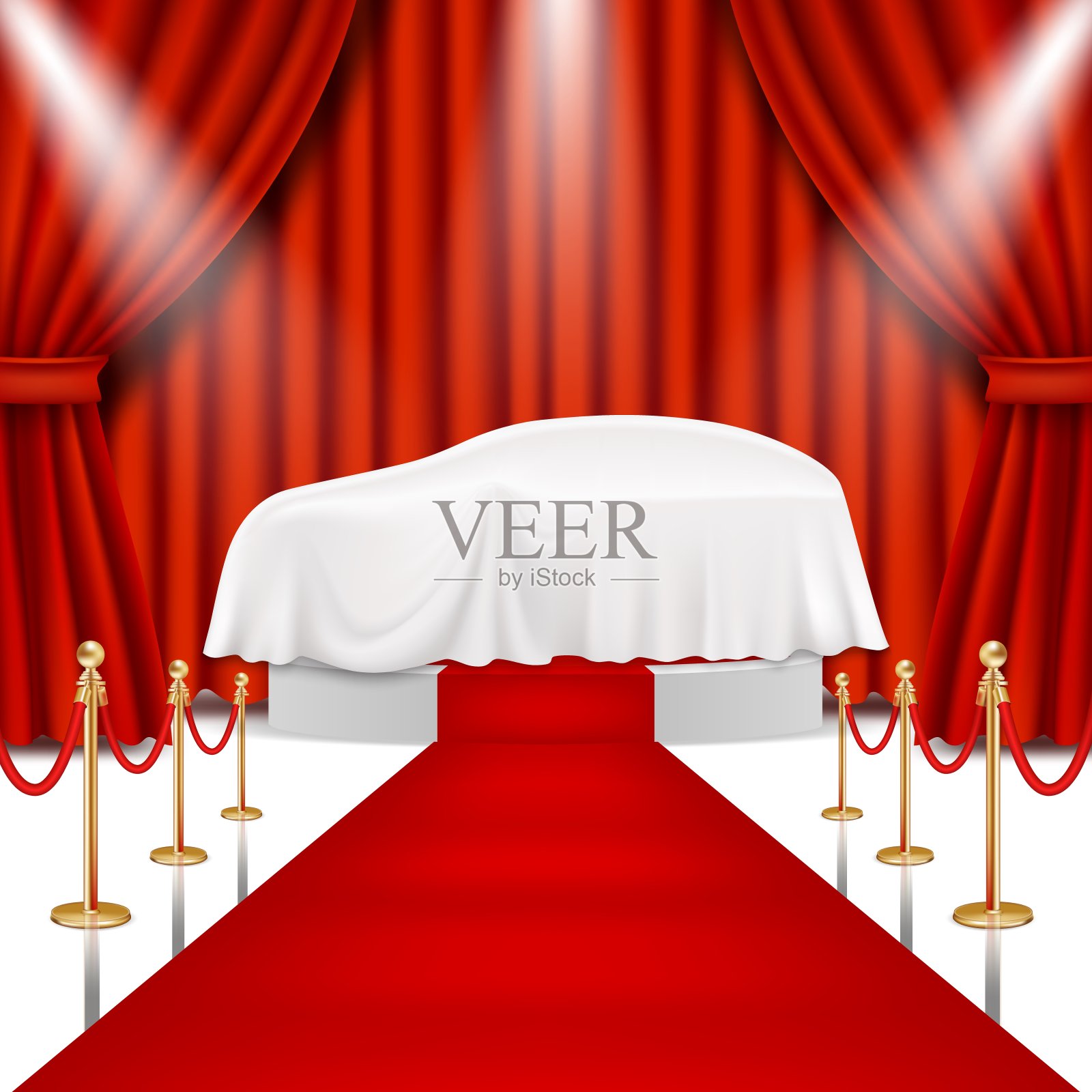 汽车展示圆形讲台，矢量现实插图插画图片素材