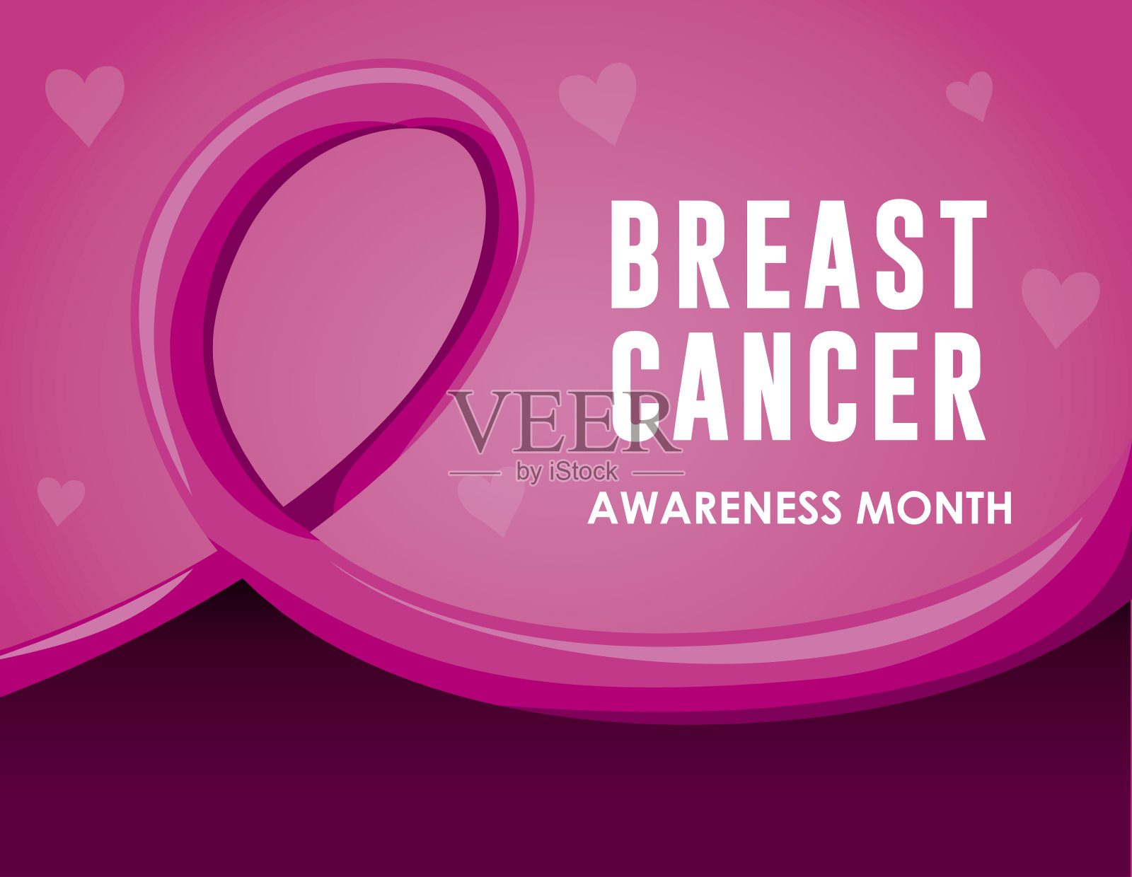 带有乳腺癌标签的华丽粉色丝带插画图片素材