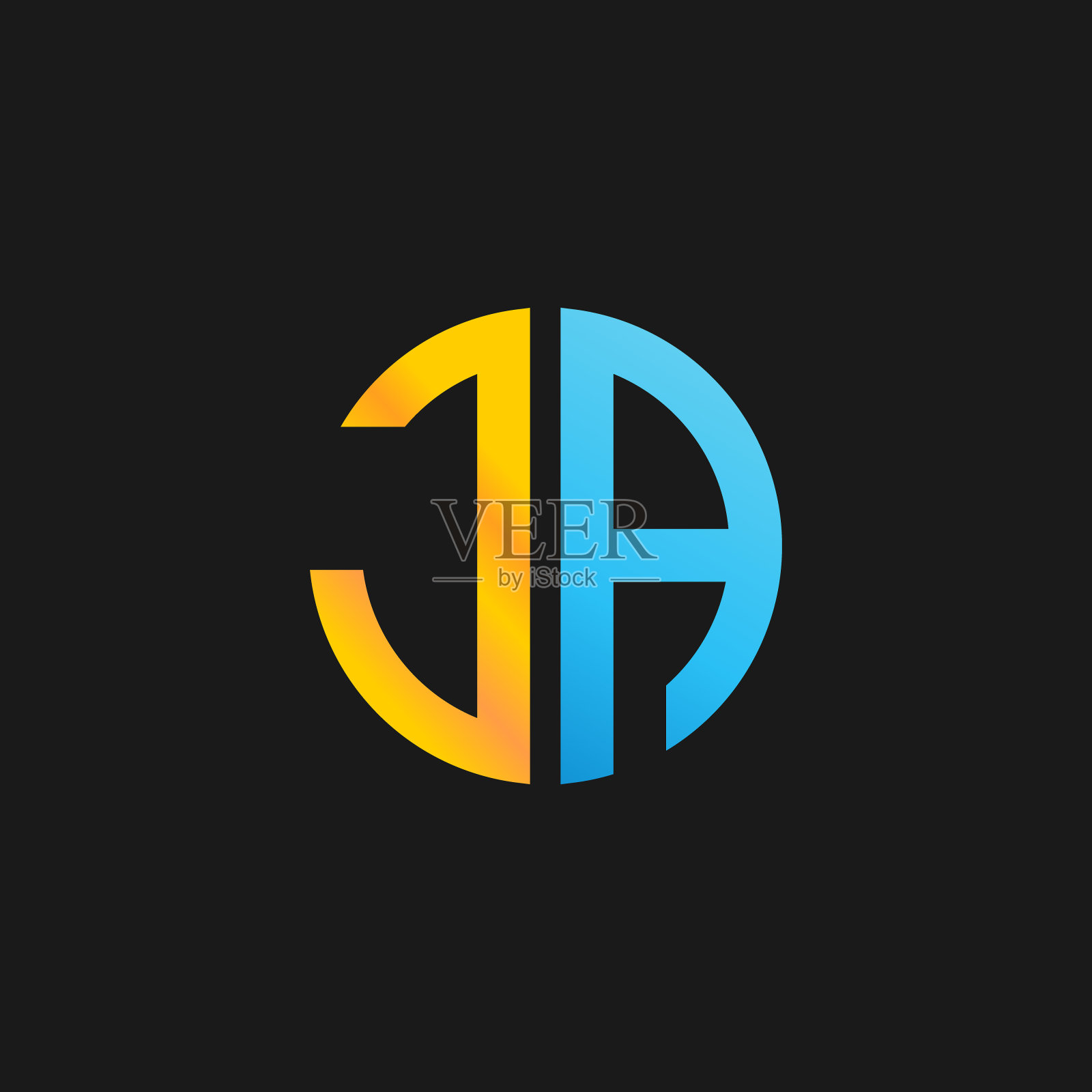 字母JA图标标志向量与J和A设计元素图片