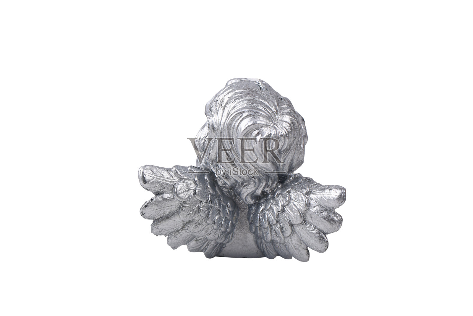 银色天使孤立在白色背景上照片摄影图片