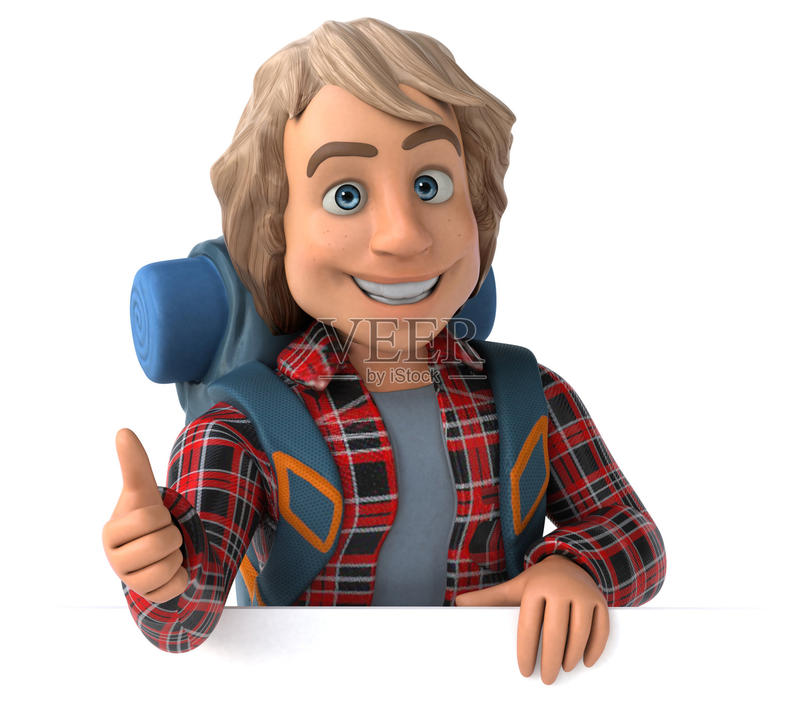 男人独自旅行背包客- 3D插图照片摄影图片