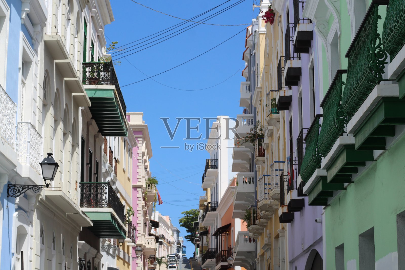 波多黎各圣胡安老城多彩的街道照片摄影图片