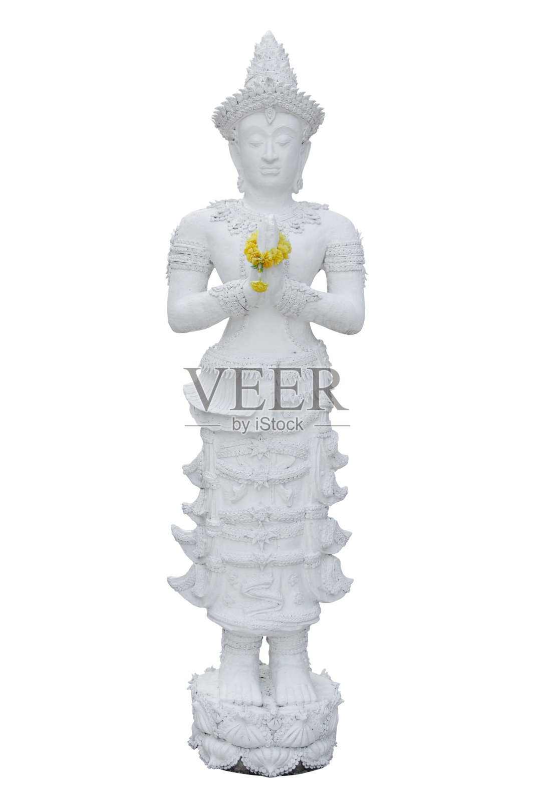 站立的白色佛像照片摄影图片
