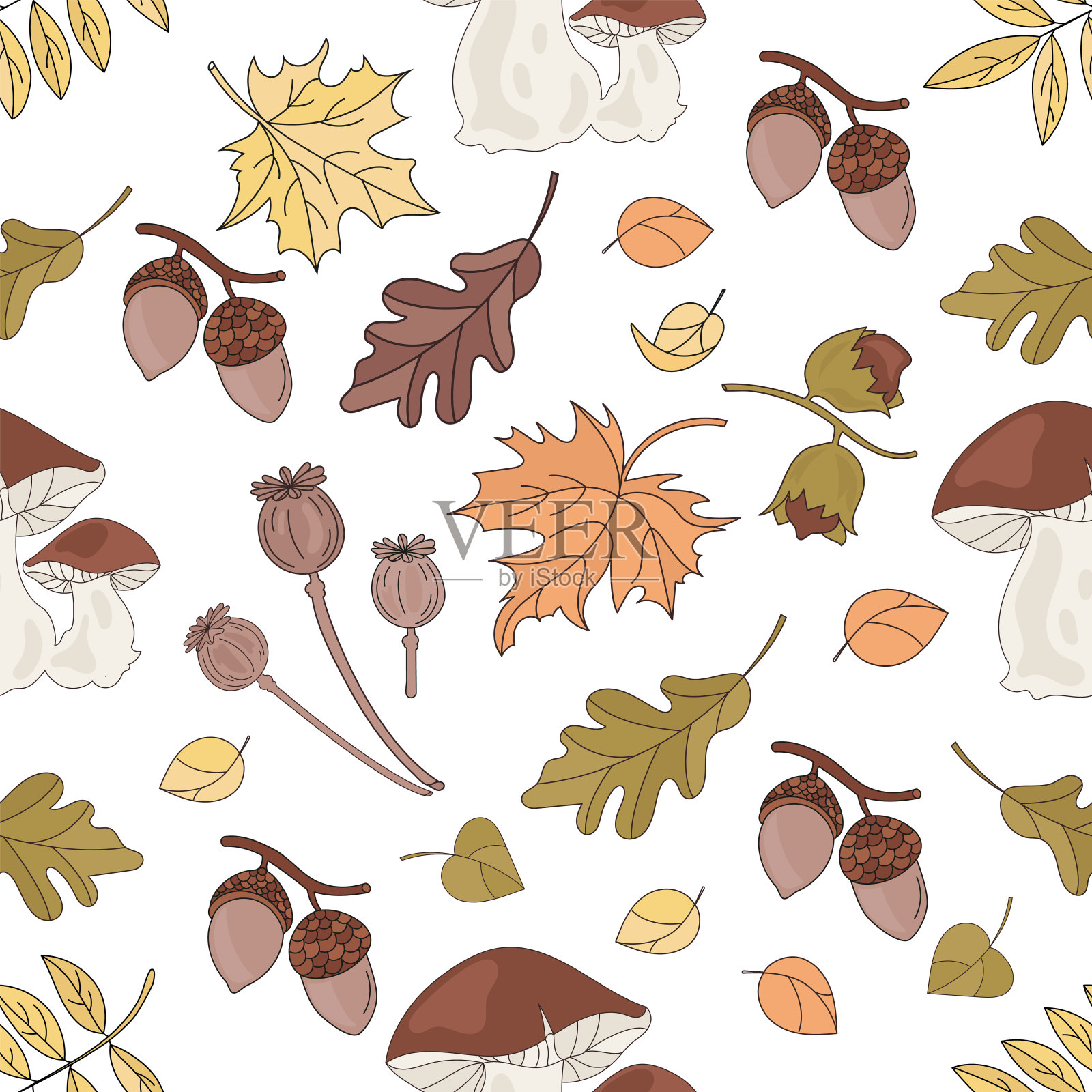 森林景观自然无缝模式矢量插图插画图片素材