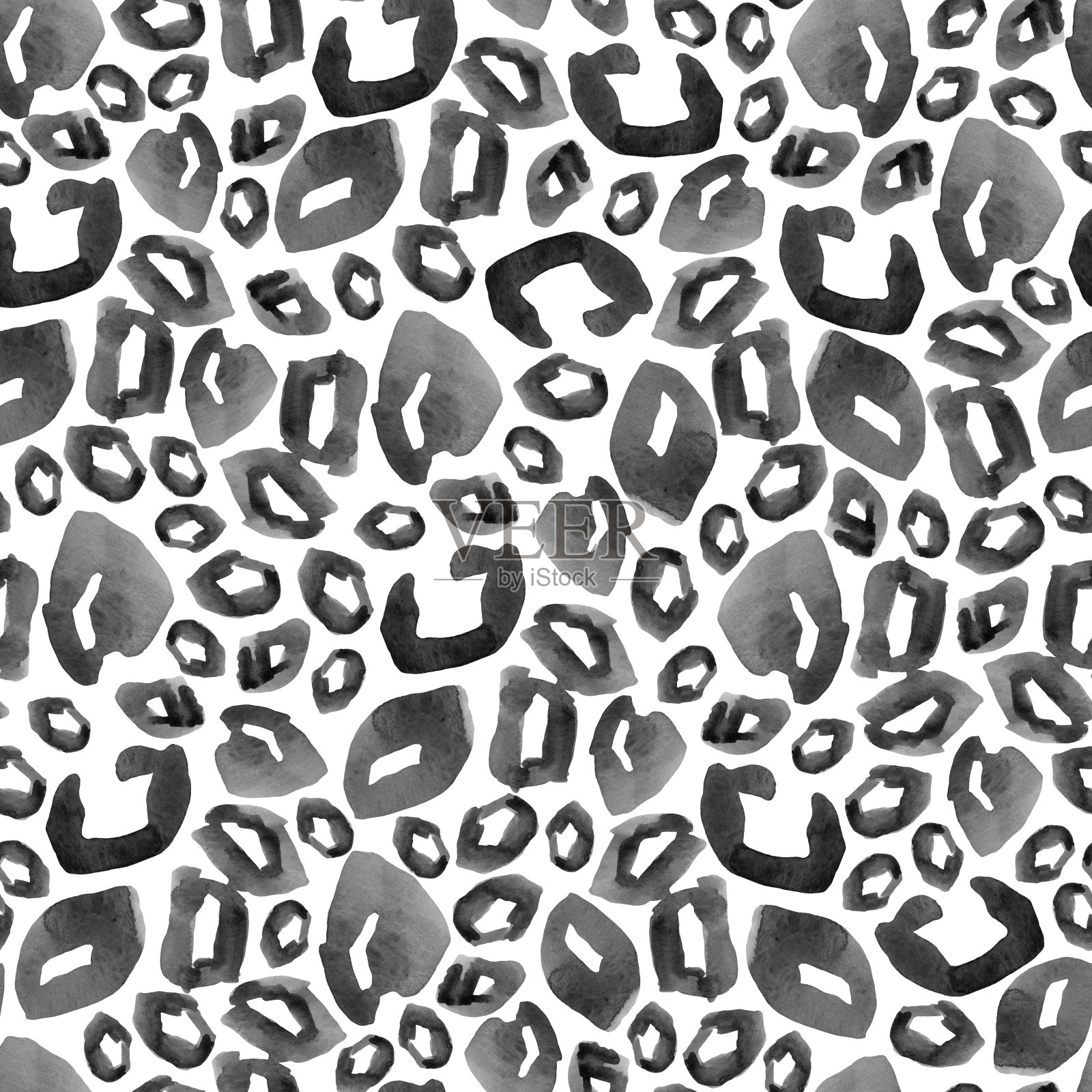 水彩手绘豹纹无缝图案。印花布与豹皮图案的纺织织物和墙纸。-。插画图片素材